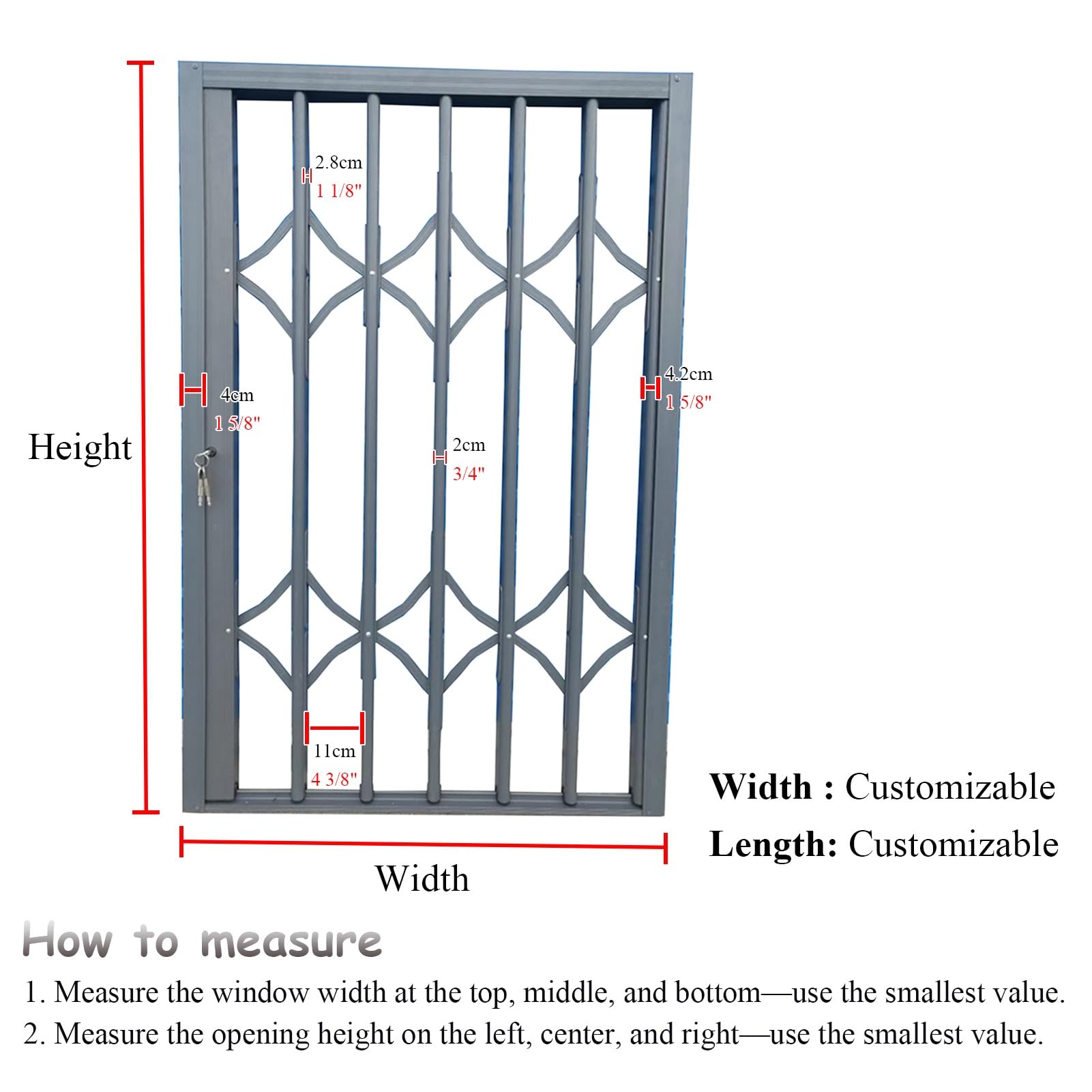 UrbanUp Inferriate per Finestre Barra di Sicurezza per Porta Pieghevole da Seminterrato, Binario per Porta Scorrevole a Sgancio Rapido, Recinzioni di Sicurezza per Finestre(W44xH90in/110x230cm)