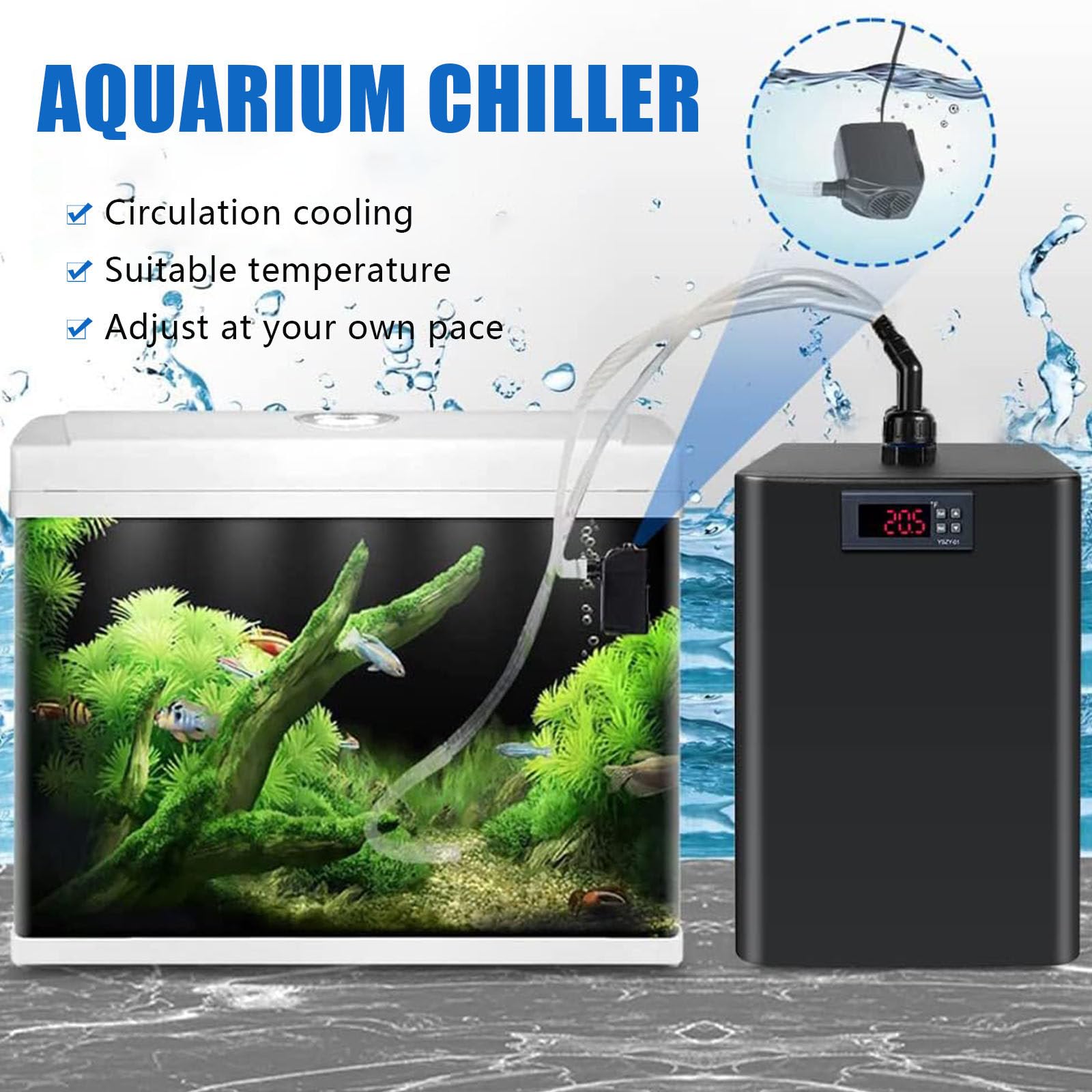 Aquarium-Kühler, 160 l/300 l, Aquarium-Kühler, spezielles leises Design, Eisbad-Kühler für Salzwasser-Süßwasser-Axolotl-Korallenquallen, einfach zu bedienen,300L