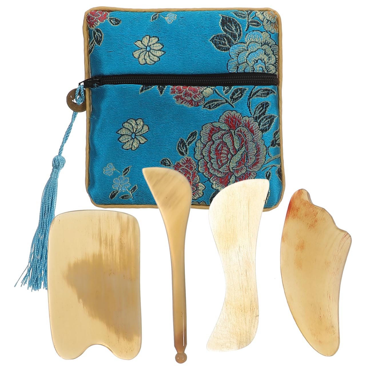 ARTIBETTER 4pcs Scraping Board Gua Sha Massage Tool Set Ox Horn Massage Tools Set for Face Back and Neck Release with Storage Bag