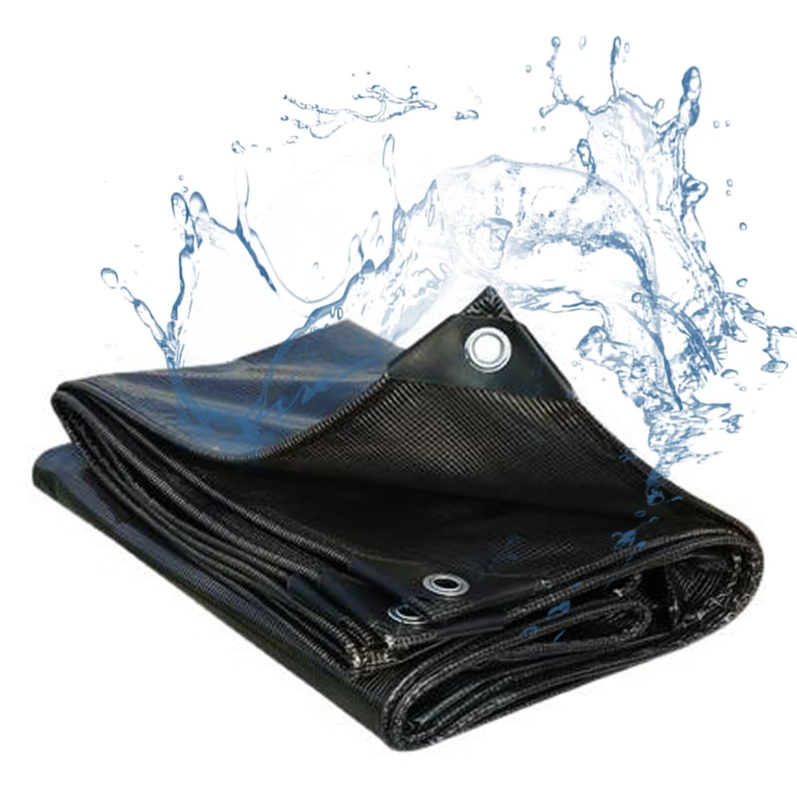 Pipre Black 2M X 4.6M Tarpaulin Cover, Waterproof, Weatherproof, Frost-Resistant, Uv Protection, Universal, Multipurpose, Groundsheet, Camping, Boating, Hiking