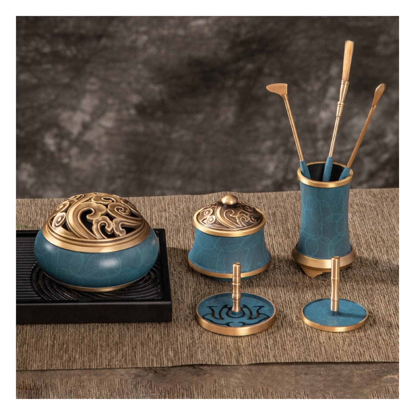 Messing Weihrauch Herstellung Set,9 Set DIY Backflow Turm Räucherkegel Formen,Weihrauch Werkzeug Set Für Home Yoga Meditation (Color : Blau)