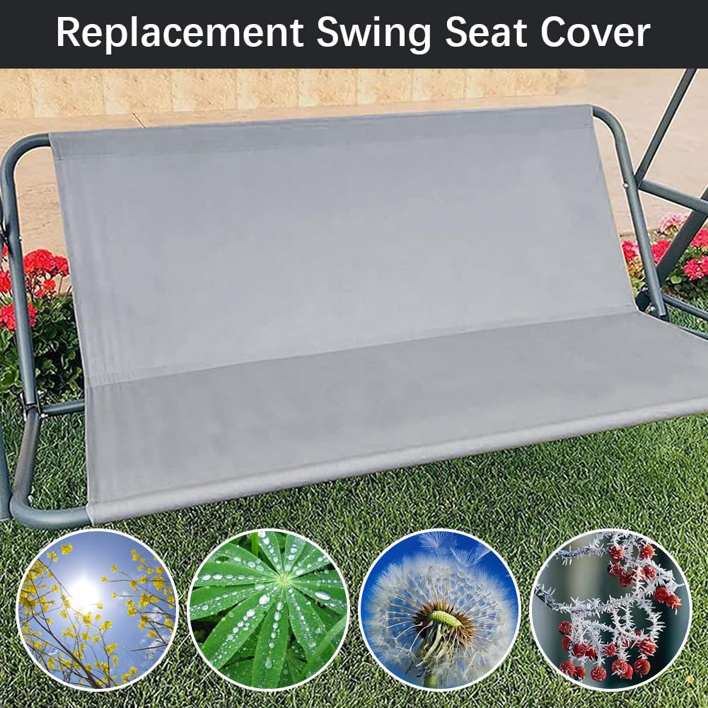 CREATCABIN Housse de Siège de Balançoire de Rechange en Tissu Oxford Épais 600D pour Balancelle de Jardin Housse de Coussin de Remplacement pour Balançoires de Jardin Cour Argent 85x48x48cm