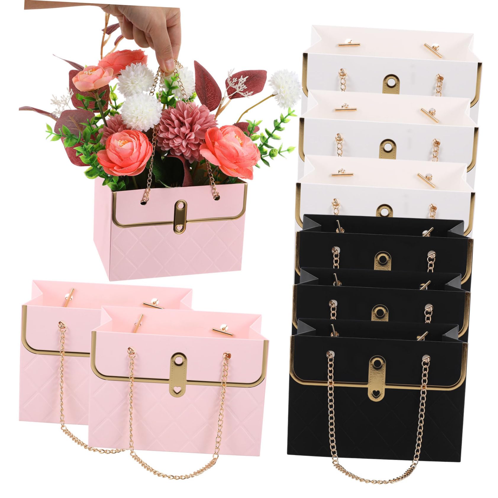 HOMOCONO 9 Pezzi Borse Bouquet con Manici Scatole Decorative per Composizioni Floreali Design Elegante e Versatile per Regali e Imballaggi