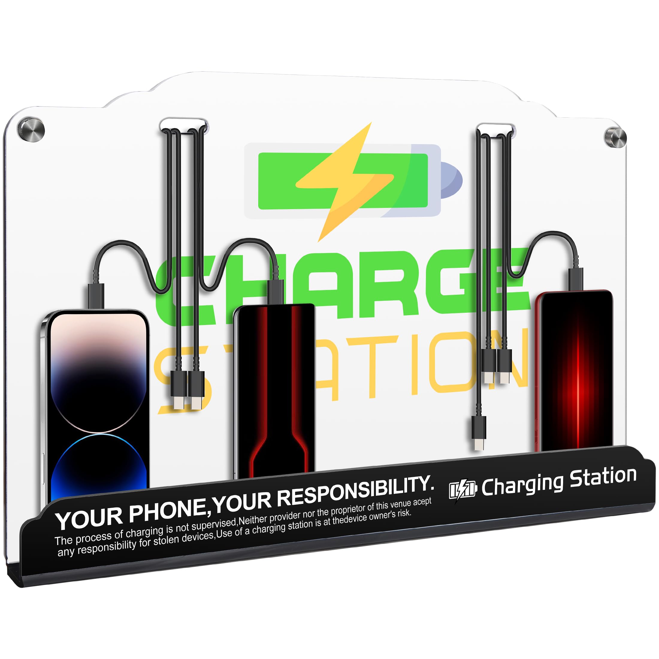 Wall Mount Charging Station with 8 Ports Phone Charger with Type-C,Android Port | Applicable for Applicable Airport Hospitals Banks Hotel and Public Places (White)