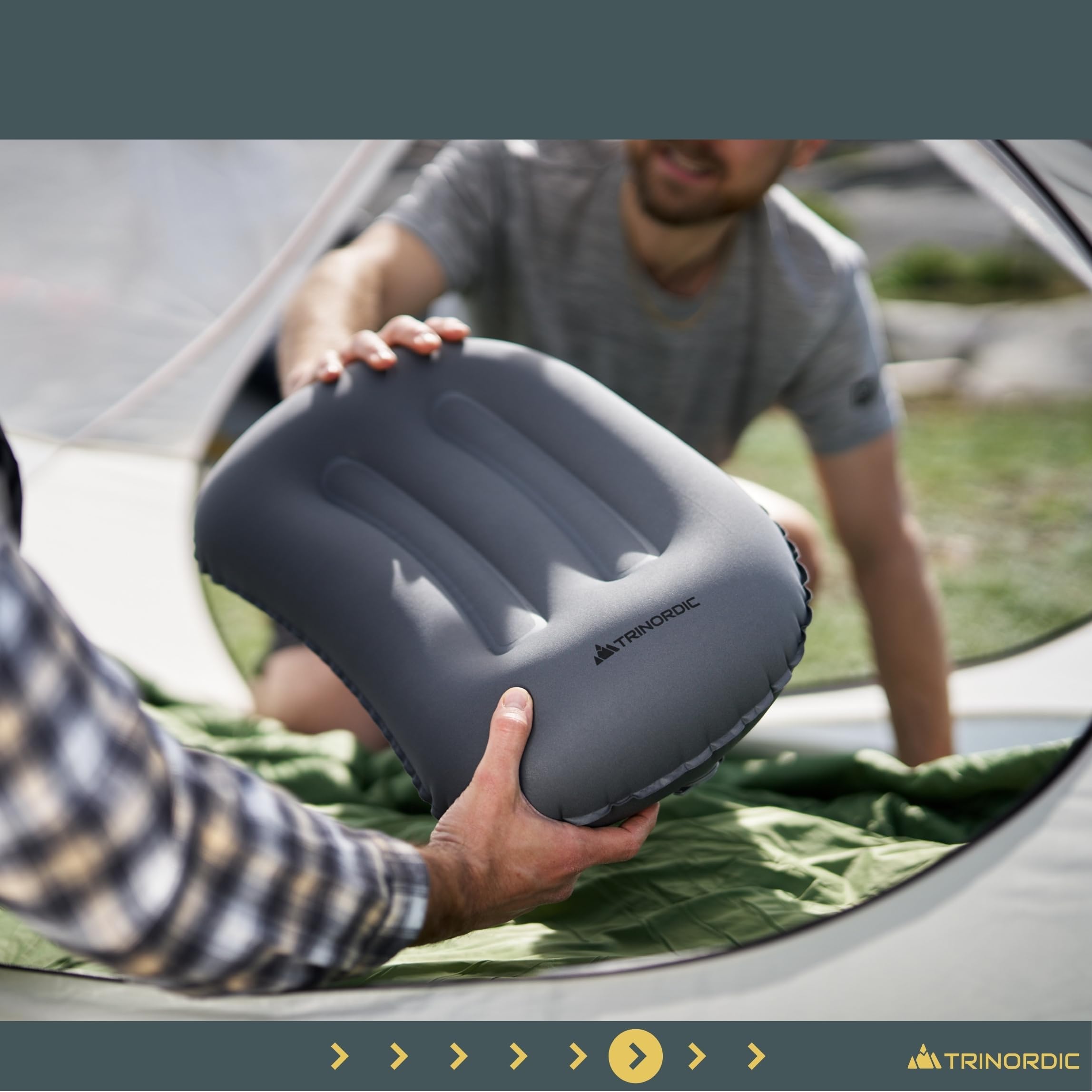 Ultralight Inflatable Camping Cushion - Extra Soft Cover & Adjustable Valve - Comfortable and Compact - Camping Accessories for Outdoor Adventures, Hiking, Backpacking and Bike Packing