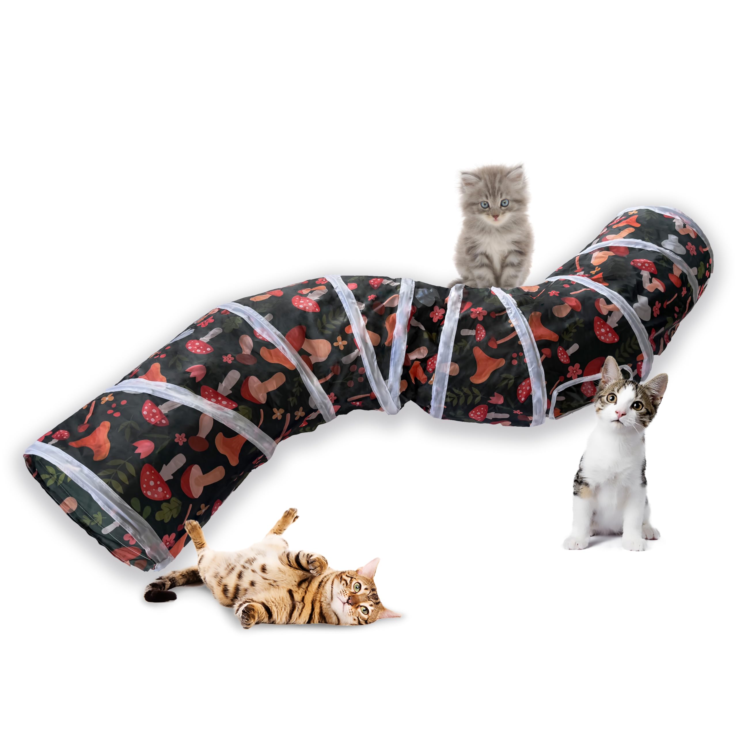 Sheldamy 2-Way Cat Tunnel - Collapsible Play Tunnel With Play Ball For Indoor Cats & Kittens (Rainbow)