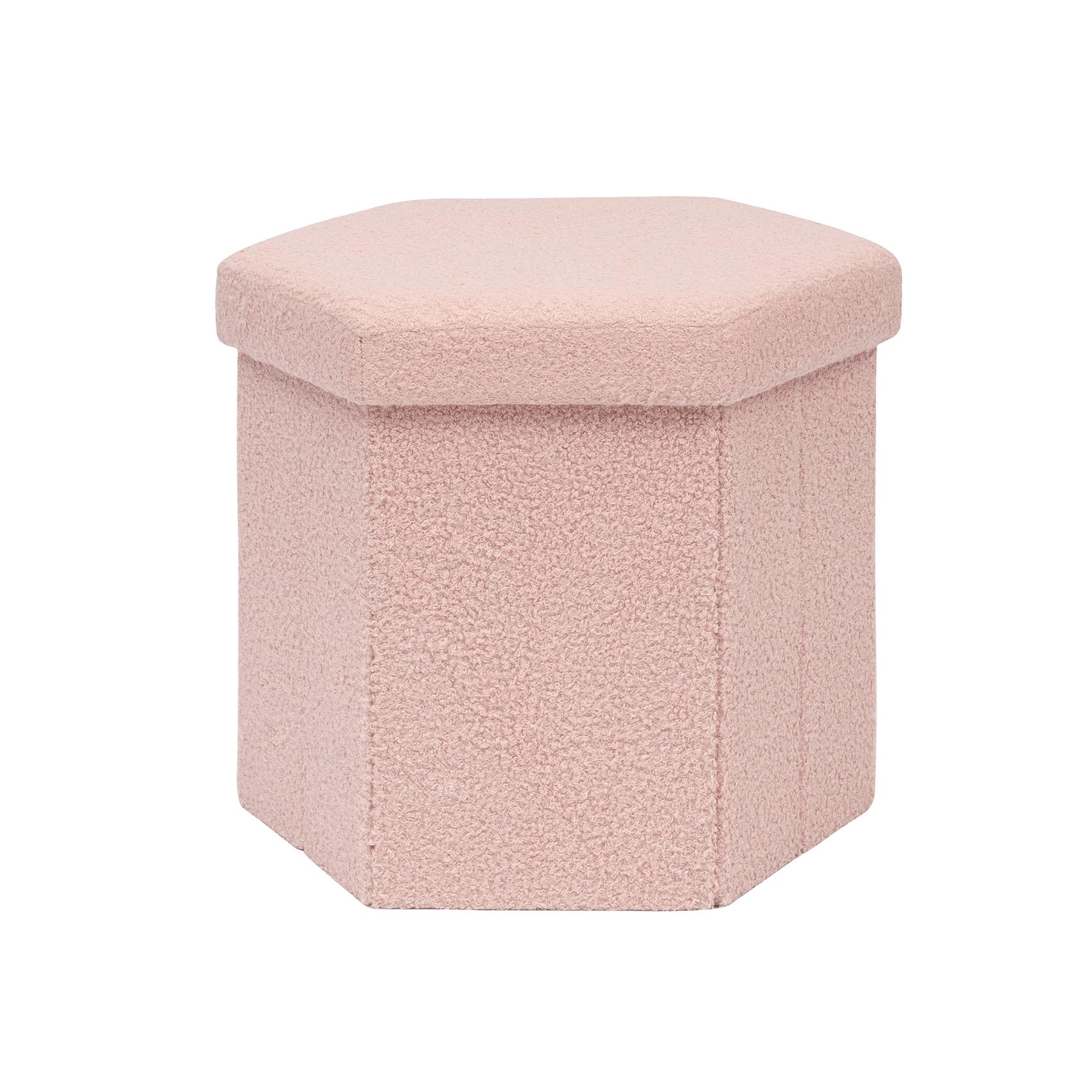 Bonlife Folding Storage Ottoman Hexagonal, Footrest with Chest Box, 43cm