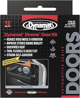 Dynamat Thick Self-Adhesive Sound Deadener with Xtreme Door Kit , Black , 12x36x0.067 in , 10435