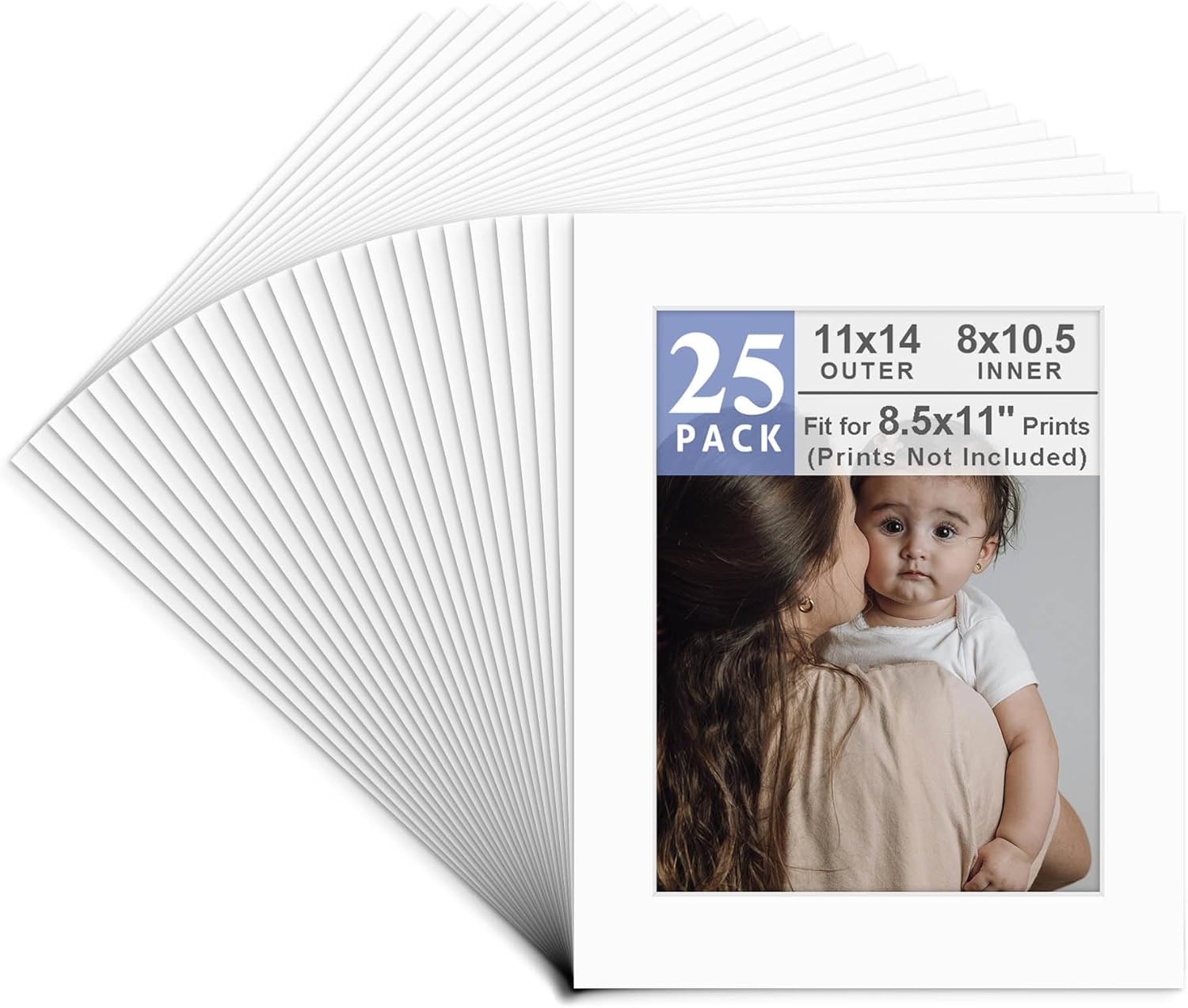 Golden State Art, Pack of 10, 11x14 White Picture Mat Full Set - Fit 8.5x11 Photo/Certificate - High Premier Acid Free Bevel Pre-Cut White Core Mattes - Includes 10 Backing Backer Board & Clear Bags