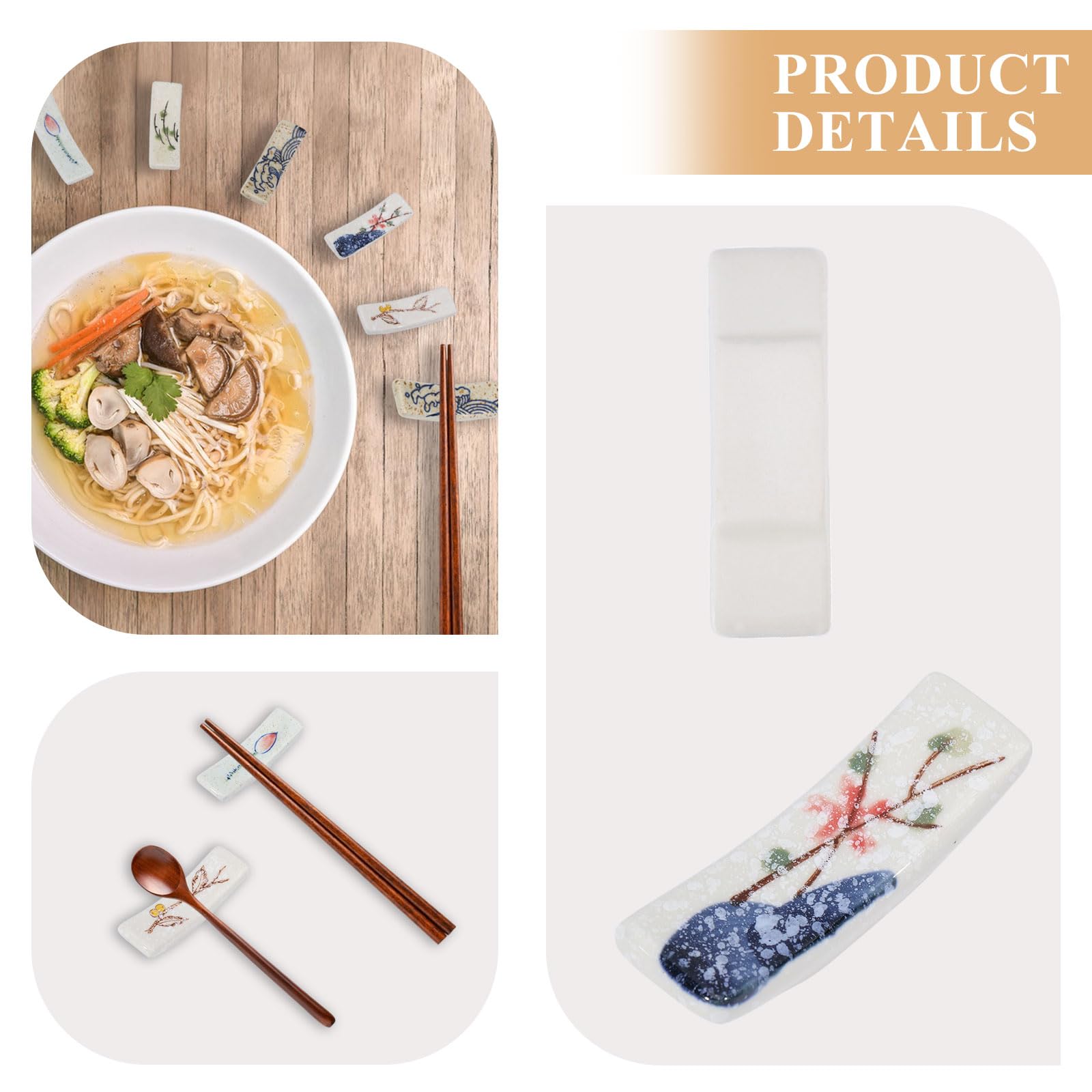 GLOBLELAND 10 pz Porta Bacchette in Stile Giapponese in Ceramica Porta Bacchette Decorazione da Tavola per Bacchette Forchette Cucchiai Cena Ristorante
