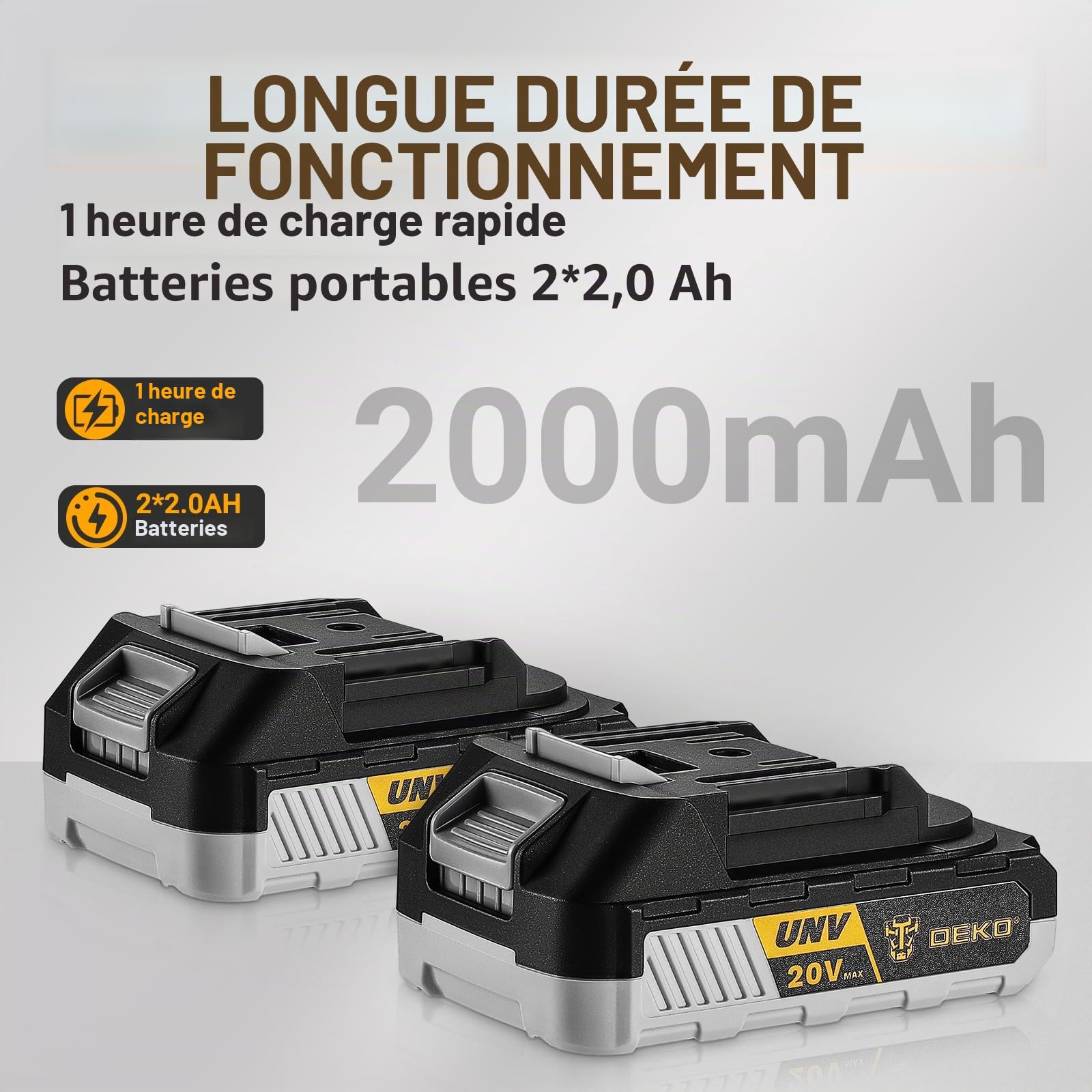 Scie Sabre Sans Fil: DEKOPRO 20V Scie Sabre - Changement de Lame Sans Outil, avec 2x2Ah Batterie, Vitesse Variable 3200 SPM, Course 20mm, LED - Scie Electrique Bois pour Métal/PVC/Jardin