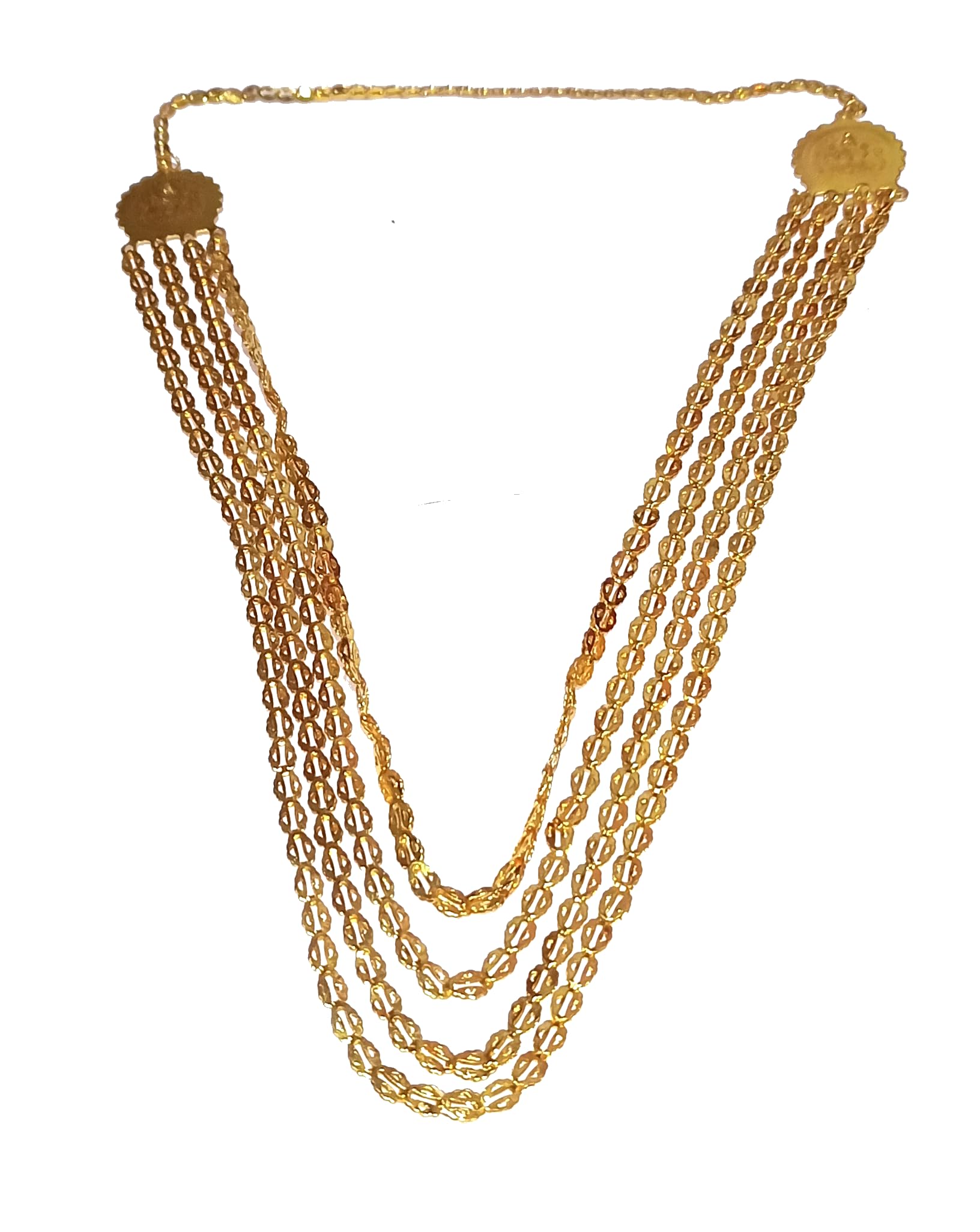 Adhira's Maharashtrian Four Layer golden Pohe Haar/poha maal/golden necklace 24 inch-image-16