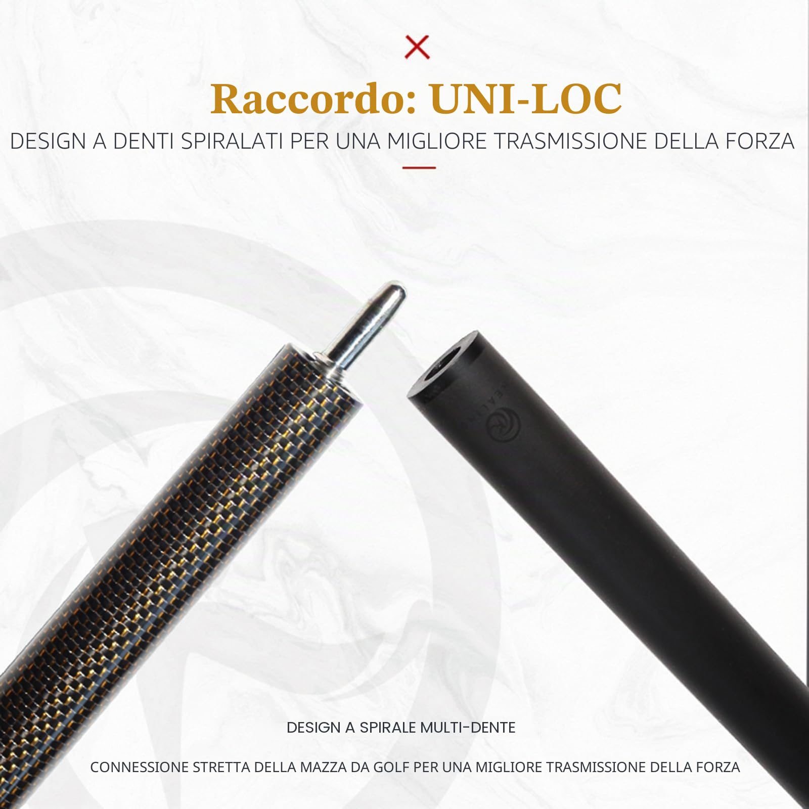 KHEALING Stecca da Biliardo in Fibra di Carbonio da 58 Pollici, Struttura 1/2, connettore a 3 Denti, Punta da 12,4 mm, 540-567 g, Adatta per Giocatori di Biliardo Professionisti
