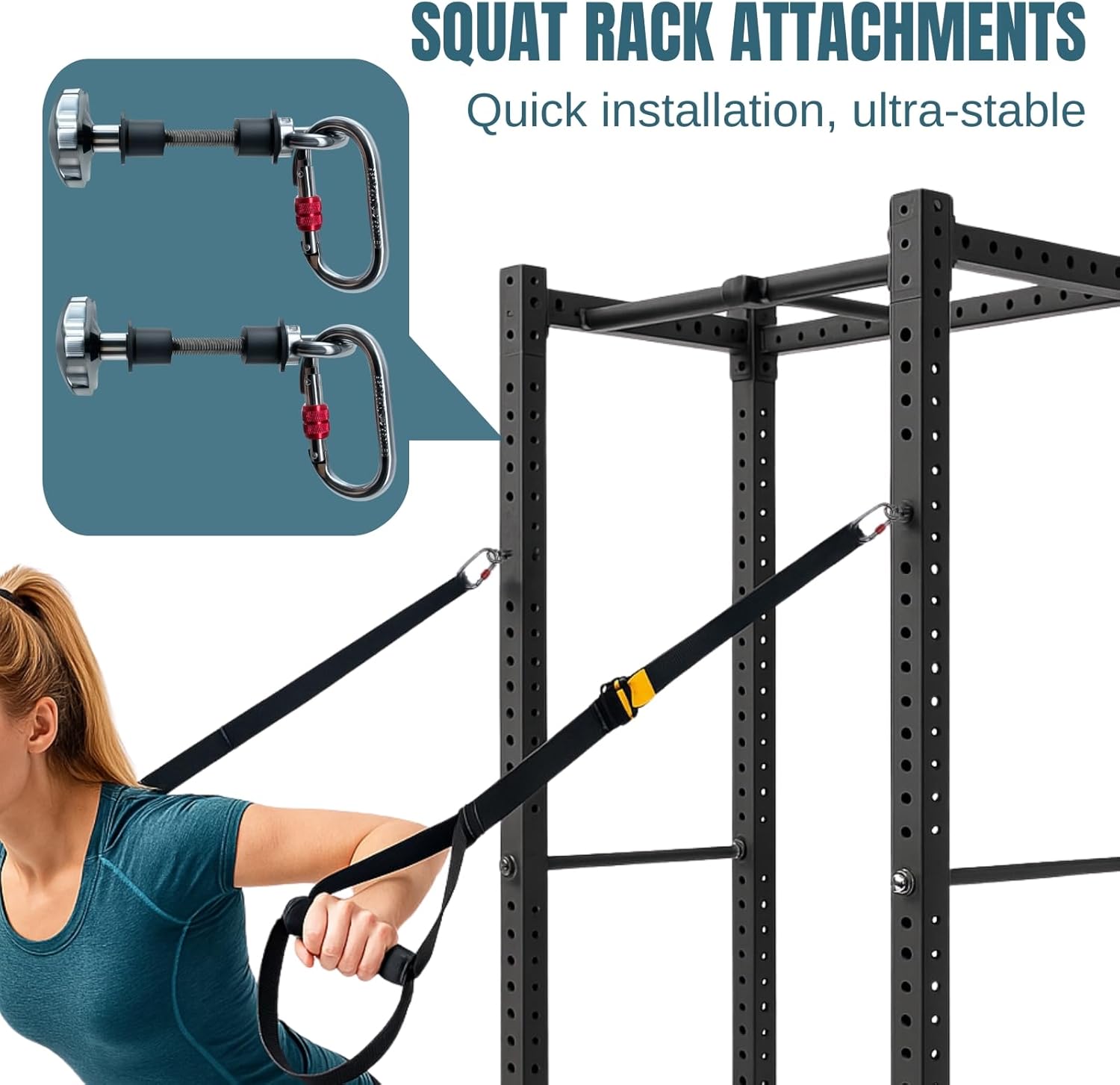2pcs Power Rack Attachments,Fits 2"x2" & 3"x3" Frames (1/2" & 1" Holes) ,Squat Rack Attachments for Strength Training Equipment (Silver-Gray)