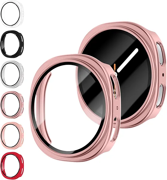 6 Pack Case With Tempered Glass for Samsung Galaxy Watch 8 Screen Protector 40mm Women Men,Hard PC Overall Protection Anti-Slip Scratch-Resistant Cover for Samsung Galaxy Watch 8 Case 40mm Accessories