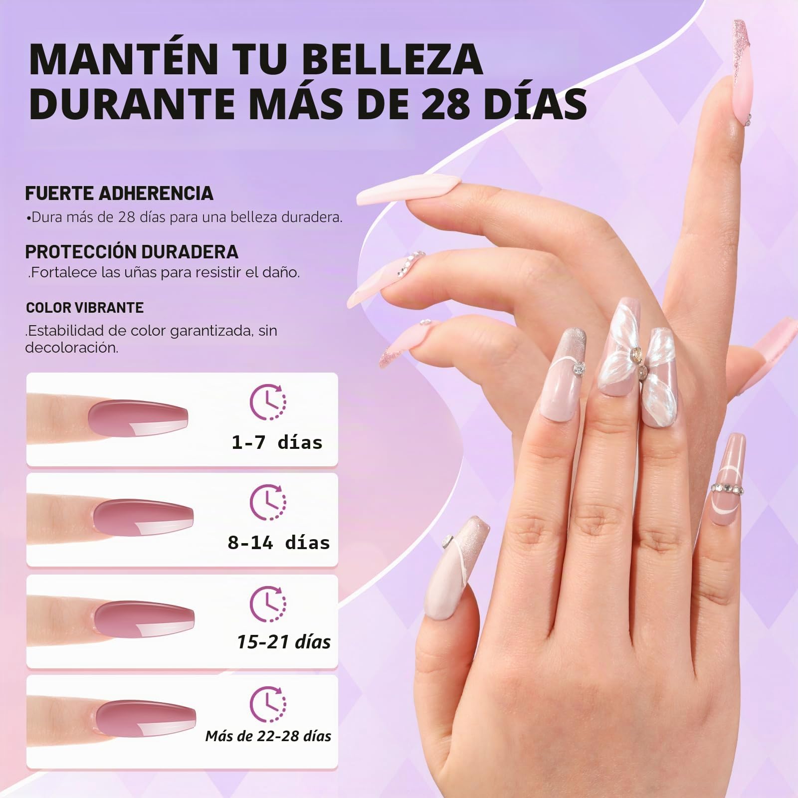 Aokitec Juego de 14 uñas en polvo de inmersión, color rosa magenta y polvo acrílico con base de inmersión activador para brochas, set de iniciación para uñas