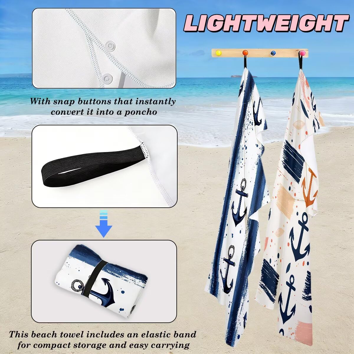 Ręcznik plażowy XXL, 90 x 180 cm, zestaw 2 szt., ręcznik plażowy z mikrofibry, szybkoschnący, ręcznik do sauny, fitness, bez piasku, ręcznik plażowy, do sauny, duży ręcznik kąpielowy, prezent dla
