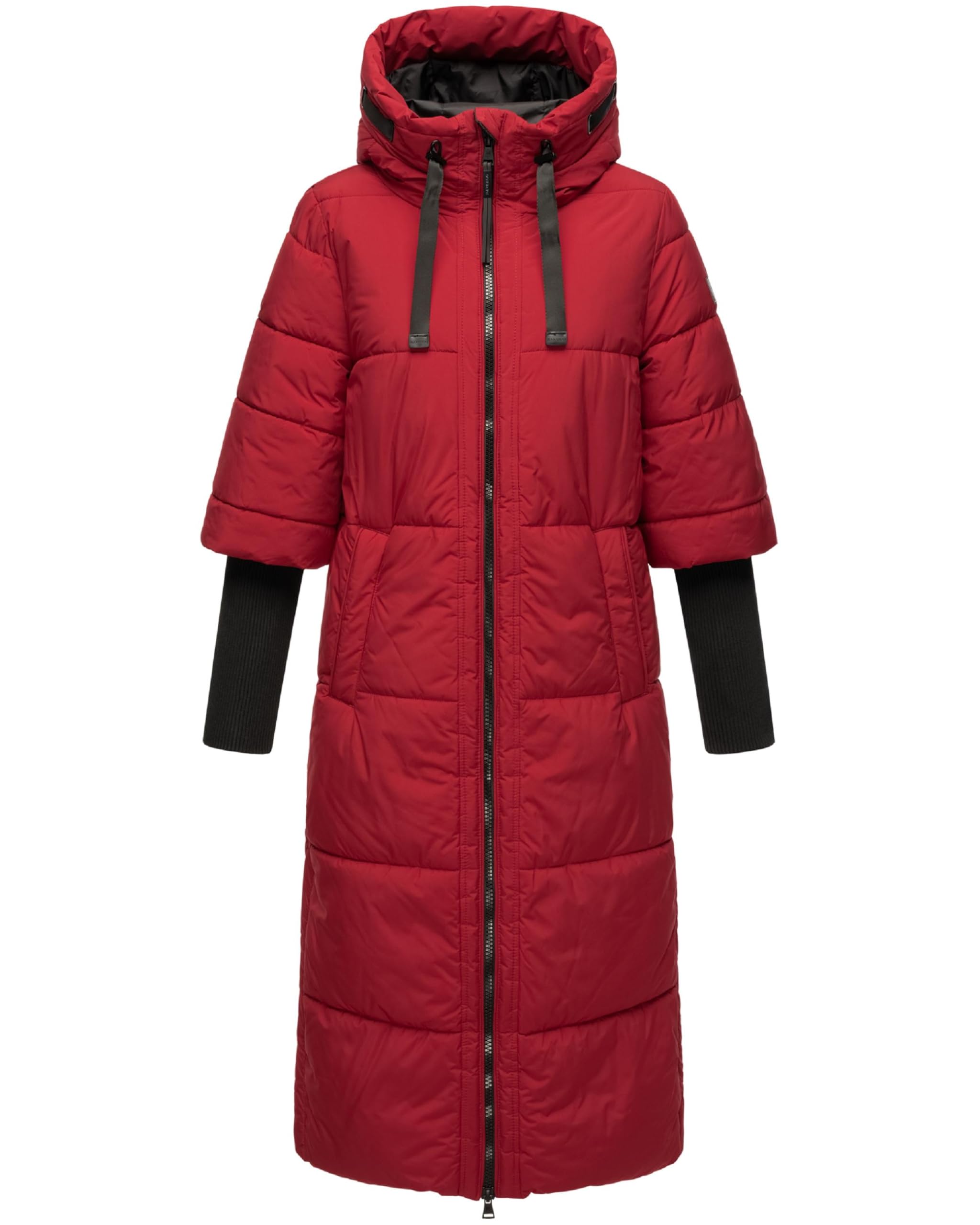 Navahoo Women's Dunkelrot Ciao Miau Xiv Long Winter Coat Warm Quilted Coat With Hood And Rib Knit Sleeves Xs - 3XL, M