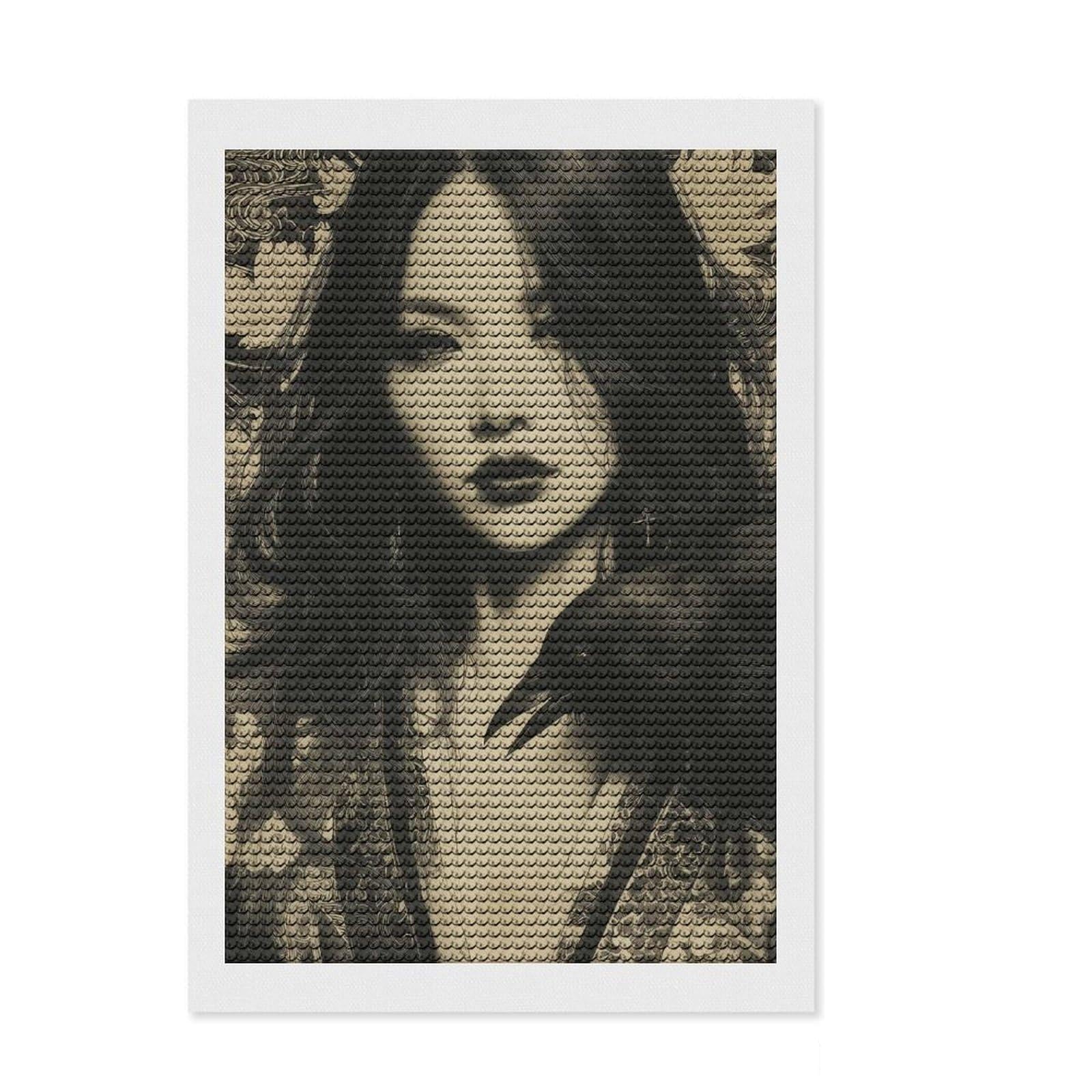 Junmoney Goth Japanese Woman with Raven Diamond Painting Canvas Kit 8"x12", Living Room Decor, Birthday Gift, Vintage Style Decor, Creative Gift Idea