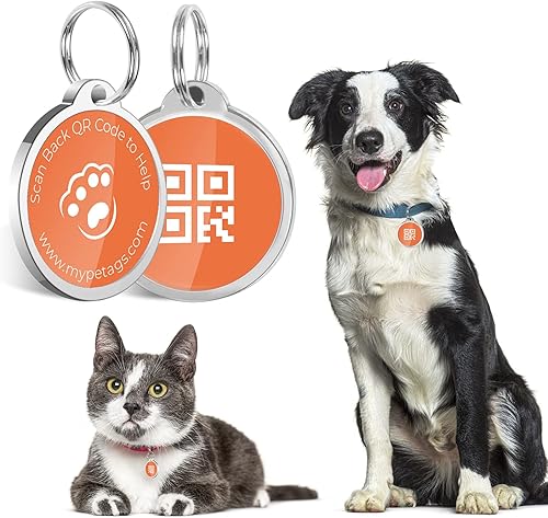MYPETAGS Etiqueta de identificación personalizada para mascotas etiqueta de identificación con código QR etiqueta de gato grabada etiqueta de
