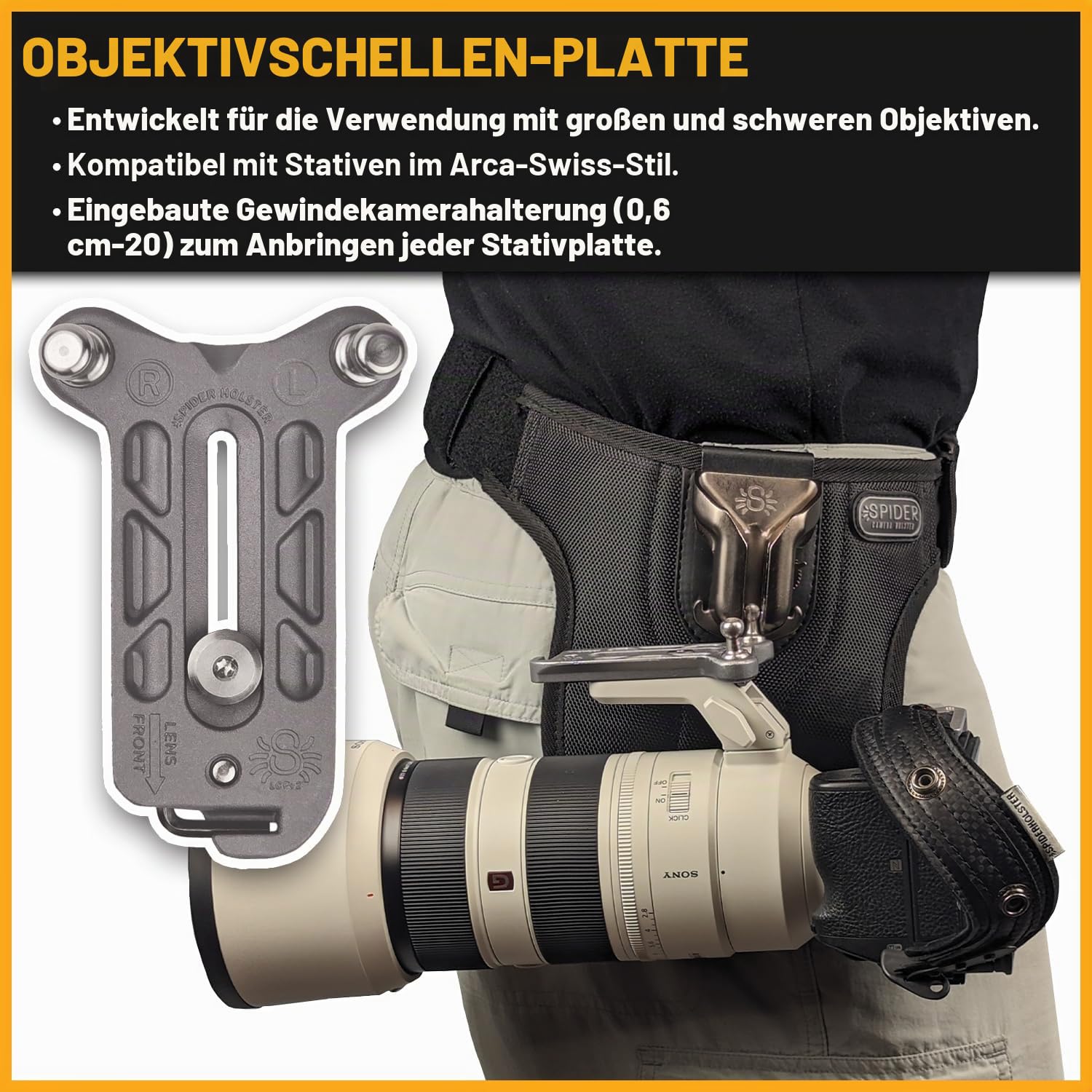 Spider Holster – SpiderPro Single Camera System v2 Professional Carrying Kit for DSLR and Mirrorless Cameras and Heavy Gear Includes Belt with Built-in Camera Holster for Quick-Draw Camera Access