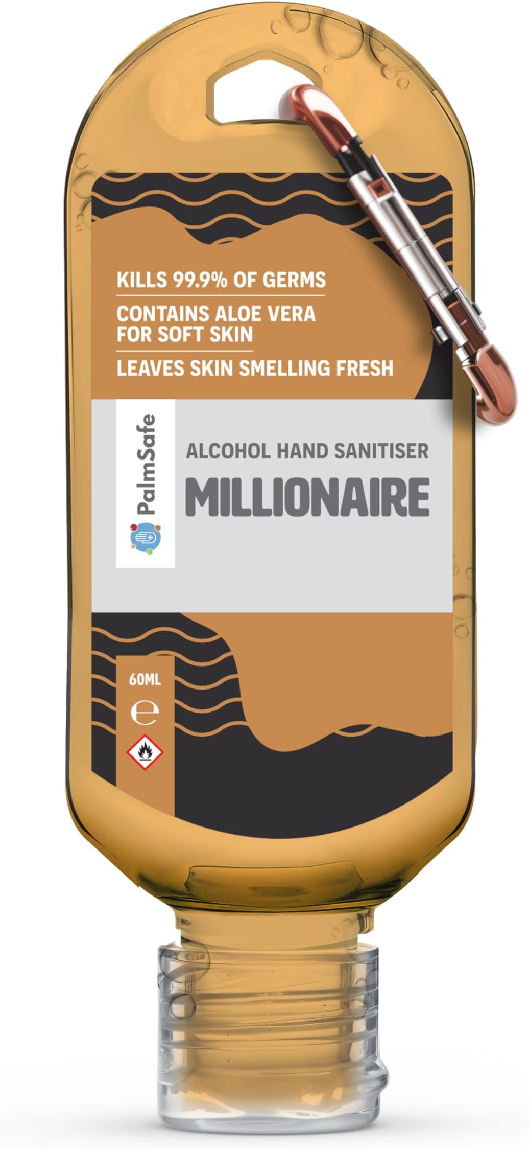 Palm Safe Millionaire Alcohol Hand Sanitiser 60 ml Clip Bottles