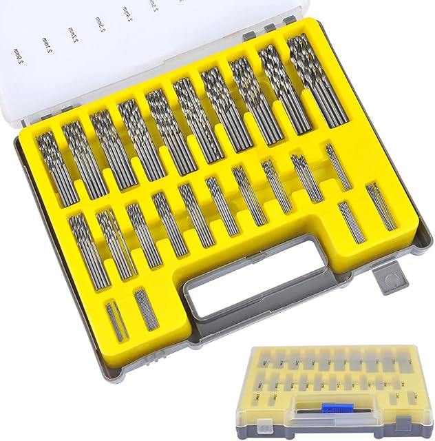 QLOUNI 150pcs Mini Twist Drill Bits Set, HSS Shank Drill Bits Kit Micro Twist Drilling Tool Helicoidal for Wood DIY with Storage Box, 0.4mm-3.2mm