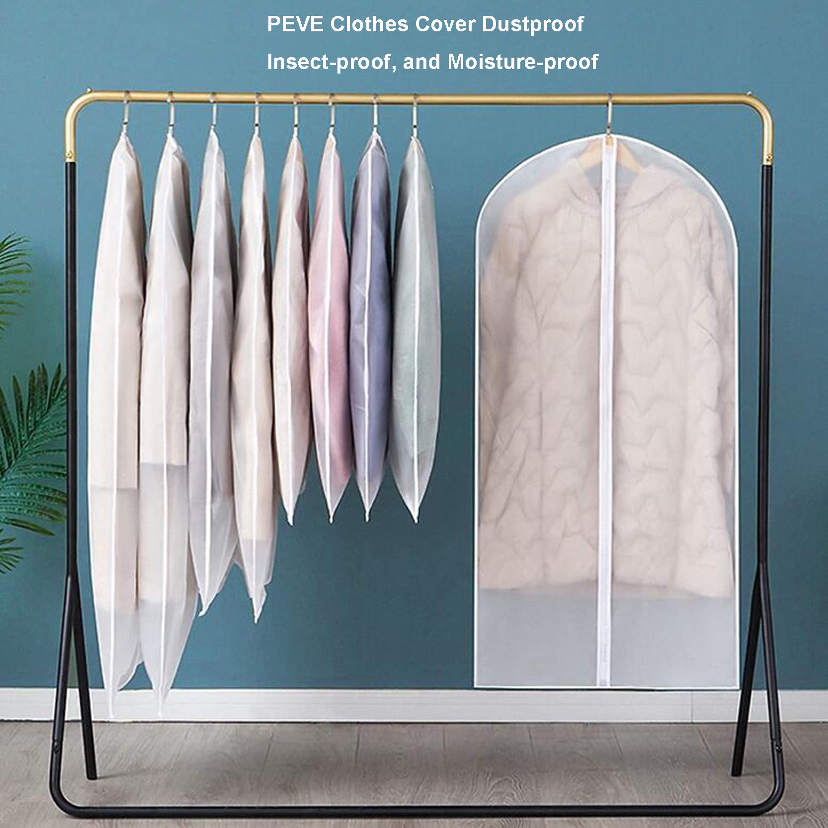 Bolsas para Ropa con Cremallera, 3 Piezas Fundas para Ropa a Prueba de Polvo A Prueba de Polillas, Fundas para Trajes Impermeables PEVE Bolsa de Almacenamiento para Guardarropas y Viajes, 60 x 8