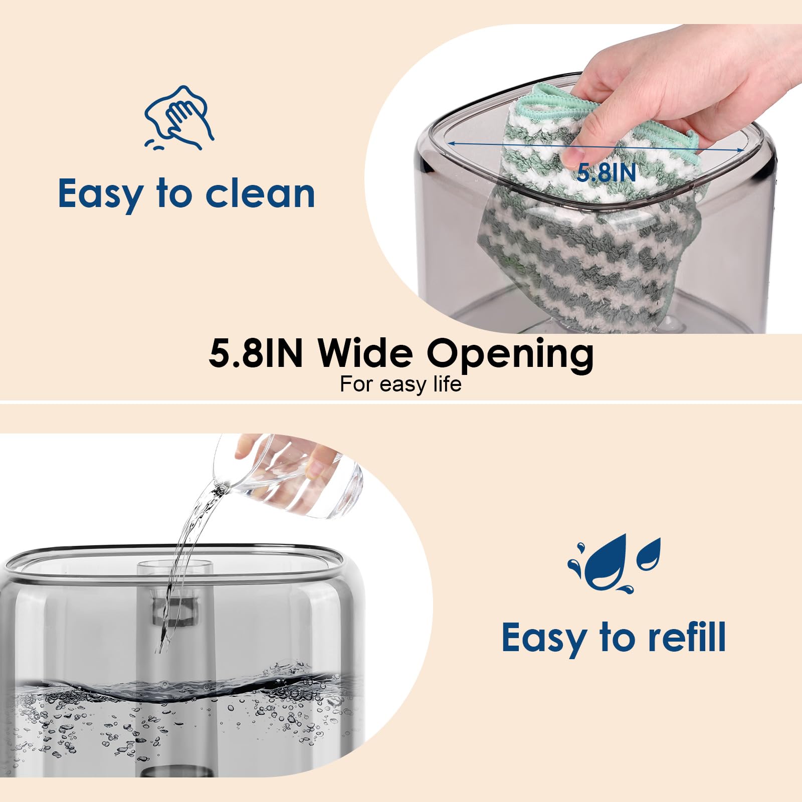 SCANTEE® 5L Luftbefeuchter für Schlafzimmer Top-Füllung Luftbefeuchter 28dB Ultraleise Ultraschall Luftbefeuchter Zuhause Ultraschall mit 360°Drehbarer Düse für Baby Pflanzen automatische Abschaltung