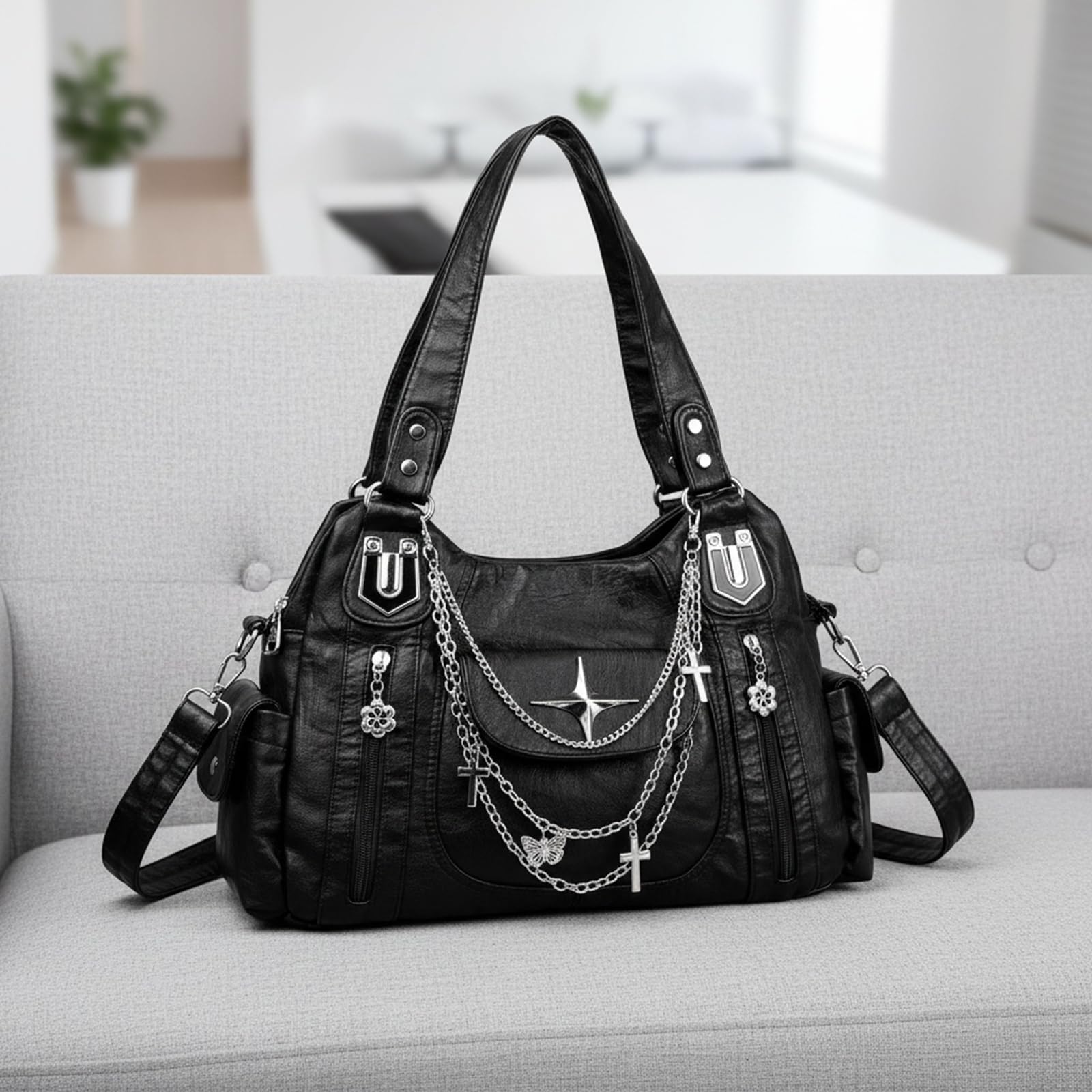 Torby Hobo dla kobiet Wegańska skórzana torba na ramię Y2k Crossbody Hobo Satchel Torebka na ramię z wieloma kieszeniami Torebka z regulowanym paskiem dla pań Praca Zakupy Podróże