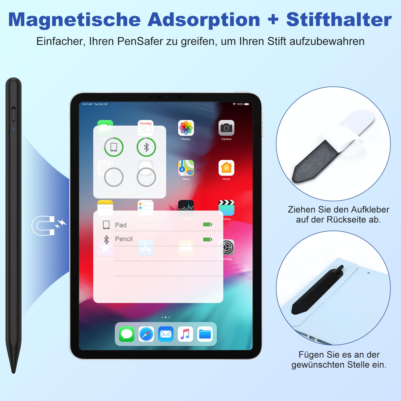Penna Stylus Tablet Samsung iPhone Lenovo Xiaomi Huawei Android Touch Screen con Sensibilità Inclinazione 3 Punte