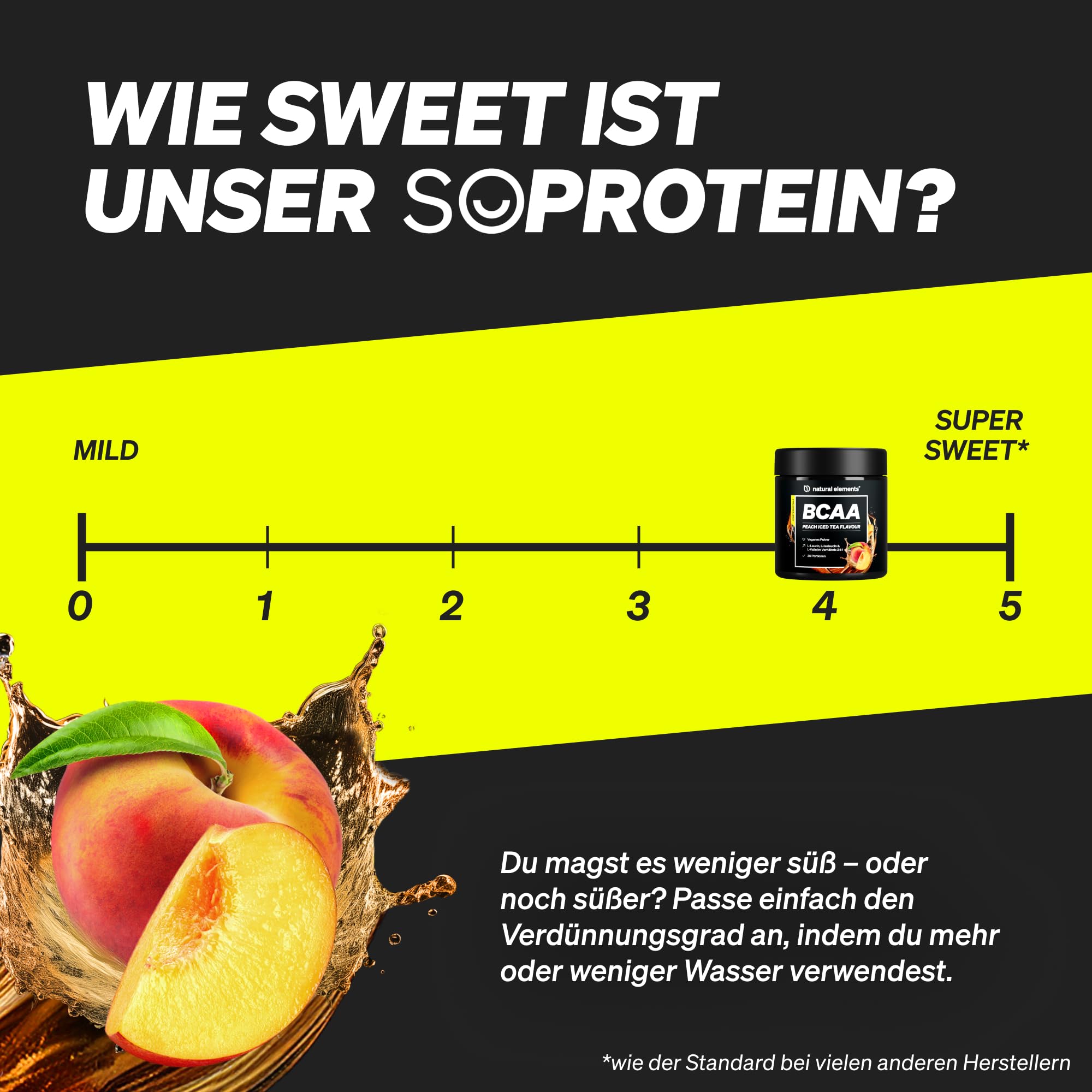 BCAA Pulver – Geschmack: Pfirsich Eistee – 30 Portionen (300g) – Leucin, Isoleucin & Valin im 2:1:1 Verhältnis – kalorienarm, fett- & zuckerfrei* – ohne Acesulfam K – in Deutschland entwickelt