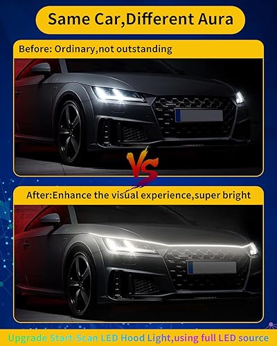 Miniatura 5 de Tira de luz exterior para capó de automóvil tira LED DRL de 12 V luces brillantes impermeables flexibles actualizadas de 70 pulgadas con función de