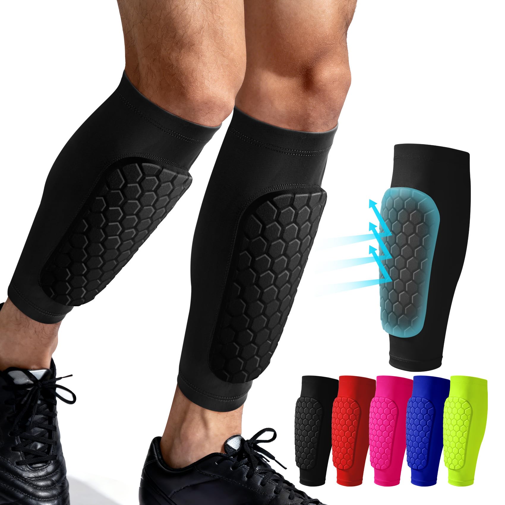 Football Shin Pads Guards Ski Guards for Kids Youth with Honeycomb Pads
