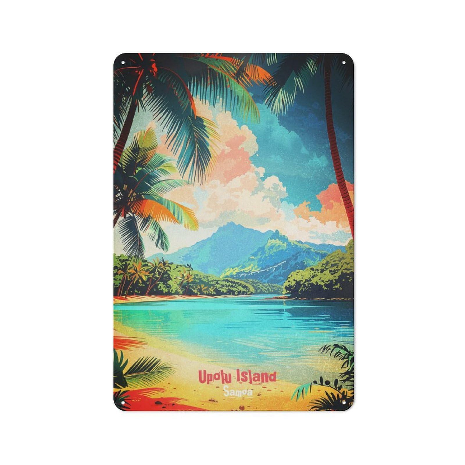 Junmoney Style-19 Samoa Travel Retro Metal Wall Decor 30X20cm, Vintage Metal Sign For Cafe, Pub, Workshop Or Home Bar