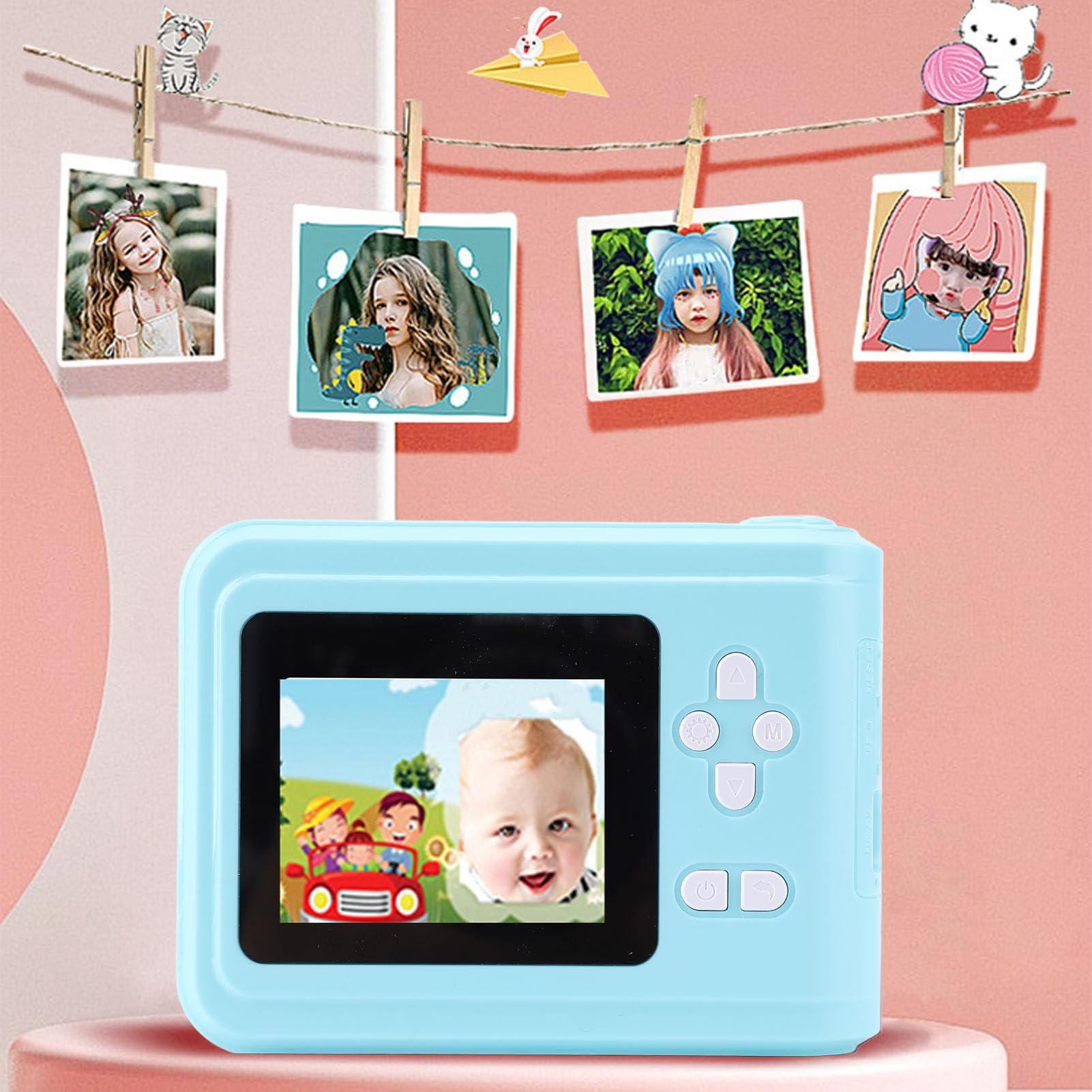 Bewinner Kamera Instant Print Kamera, 1080p Wideo Digital dla Dzieci z Papierem do Drukowania, Obrazy 48 MP, 2,4 -calowy Ekran Kompaktowy Przenośna Kamera Instant dla Chłopców i Dziewcząt (BLUE)