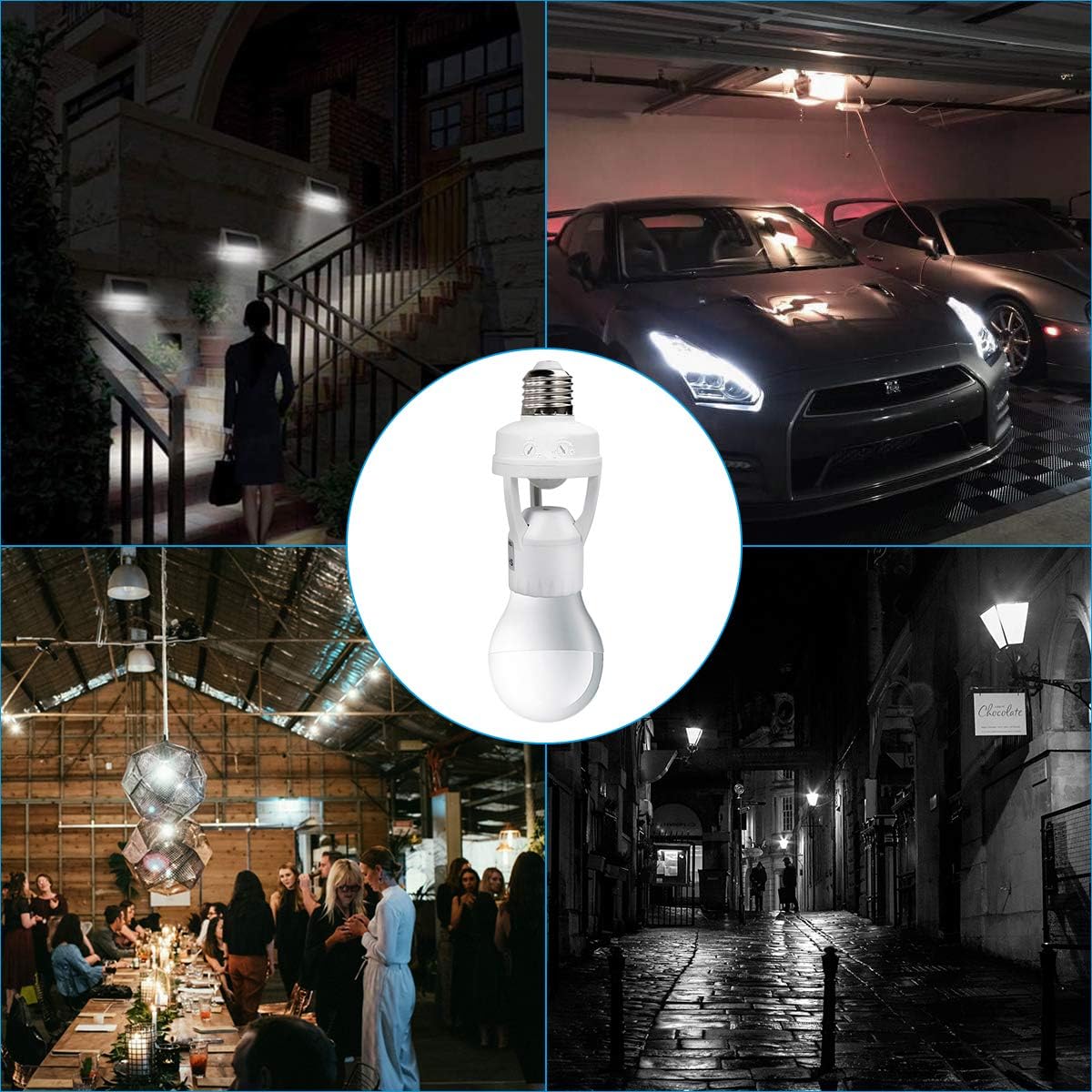 Toplimit Motion Sensor Light Socket,PIR Motion Detector Screw Bulb Adapter,Auto E26/E27 on/off Night Light Control,Garage,Closet,Basement,Laundry Room,Porch,Storage Room Intensified Lighting Fixture¡­