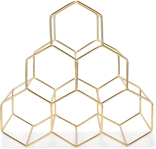 NAT & Jules - Estante de vino de metal de hierro en tono dorado, capacidad para 6 botellas