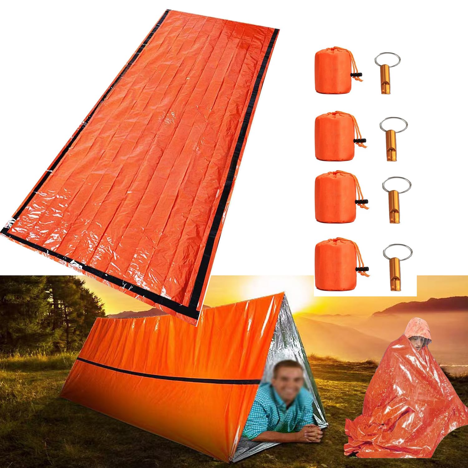 Emergency Sleeping Bag,Tiny Portable Waterproof Survival Sack-Waterproof Thermal Bivy Sack for Camping, Hiking, Outdoor, Travel (5)