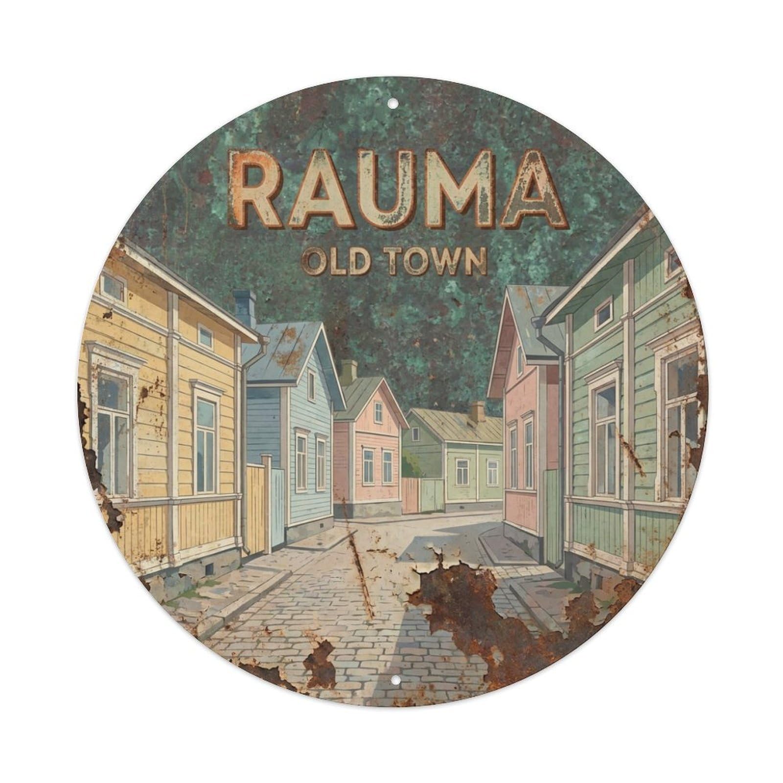 Metal Tin Sign Finland Vintage Travel Rauma