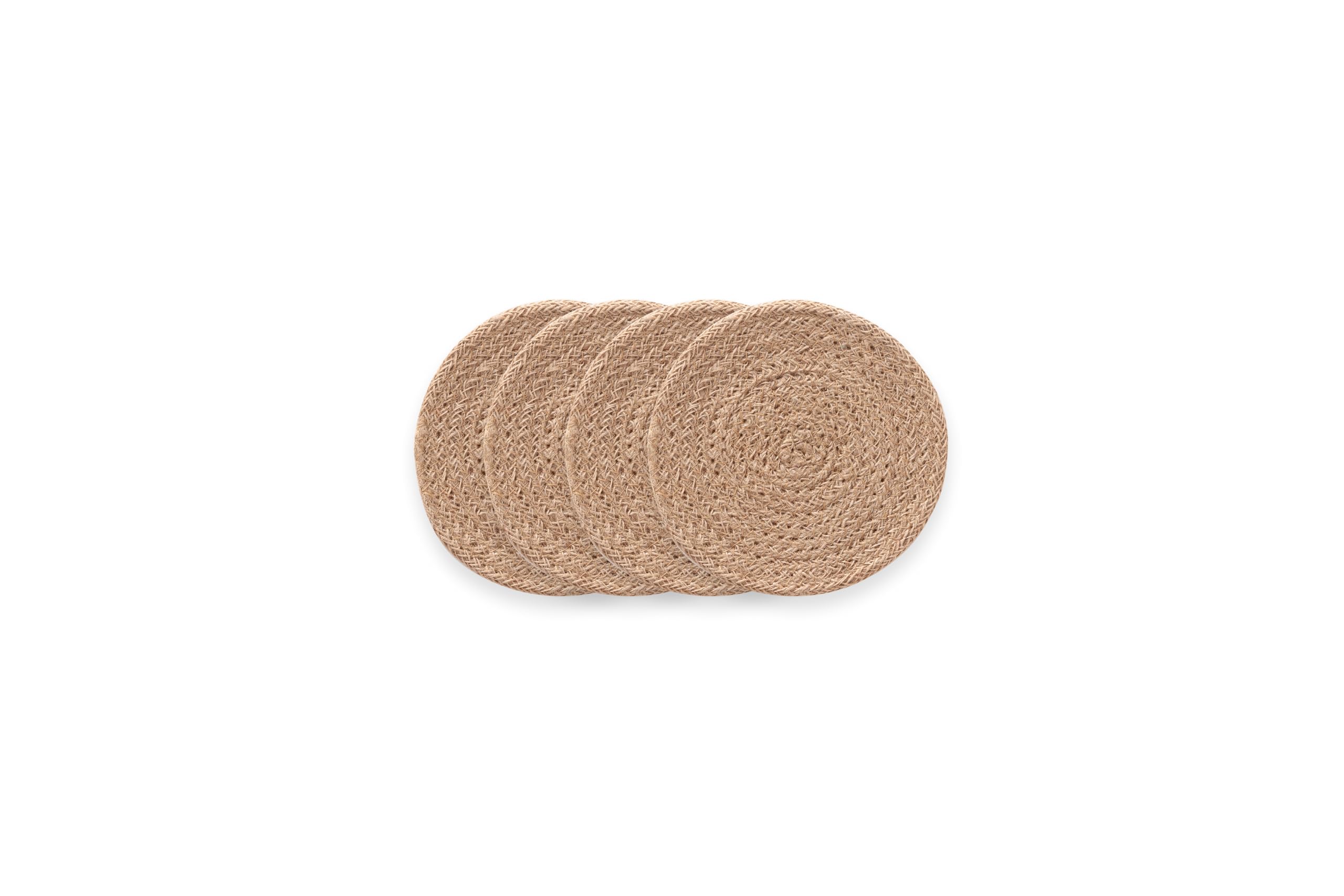 Round Placemats, Jute Placemat, Coasters, 10 x 10 cm, Pack of 4