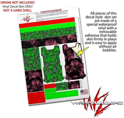 Miniatura 4 de Skin Wrap 2 Pack para DJI Ryze Tello Drone dispersos calaveras verde Drone No Incluidas