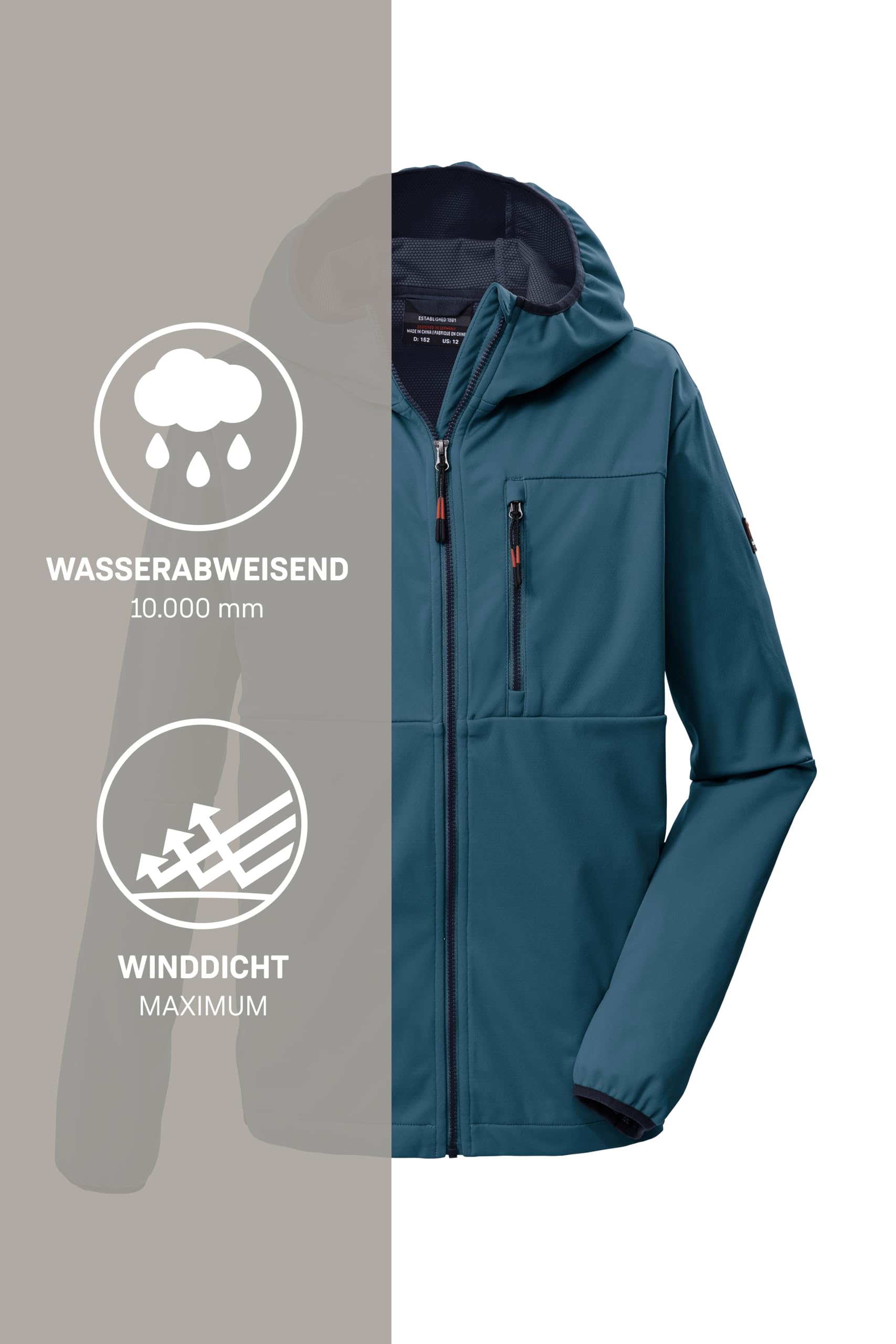 Killtec Kos 124 Bys Sftshll Jckt Giacca softshell/giacca outdoor con cappuccio Bambini e ragazzi