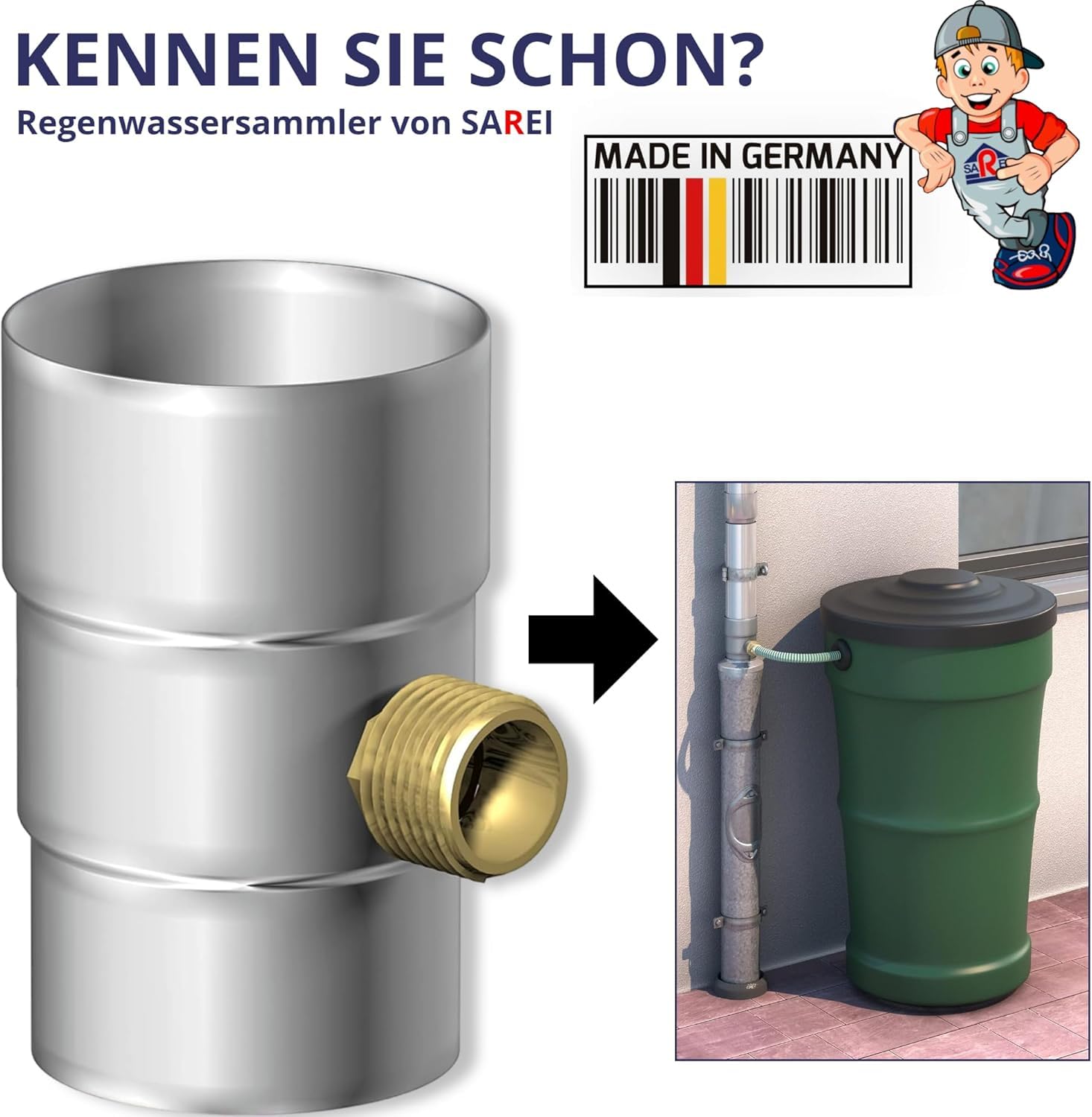 SAREI Regenrohrklappe Verzinkt DN 100 Regenwasserklappe mit Sieb Dichtheit und effizienter Betrieb des Rinnensystems für Dachrinnengröße, Aluminium, Nennweite 100