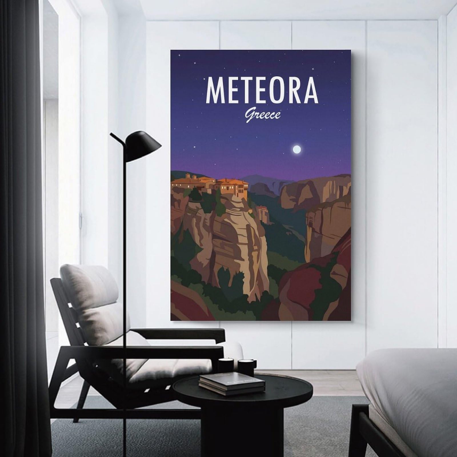 Junmoney Unframe-Style-24-1 Meteora Greece Canvas Wall Art 24X36inch(60X90cm), For Workspace Walls, Study Corners Or Bedrooms, Wall Art That Adds Style To Work Areas