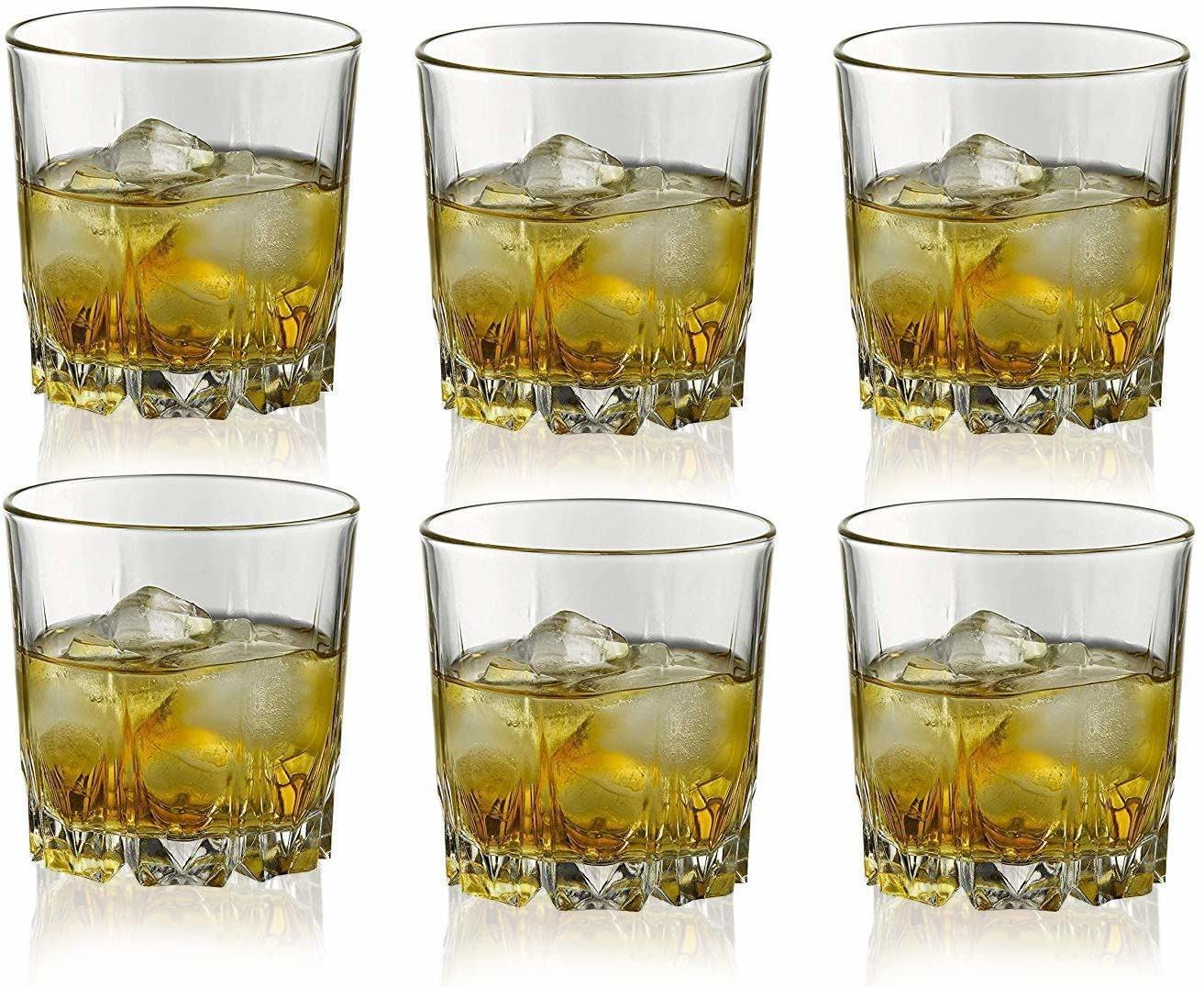 Aone Glass and Crockery Store Whiskey Glasses Double Fashion Crystal Diamond Whiskey Glass, Serving Glass Scotch, Bourbon, Vodka, Liquor 300ml, Set of 6