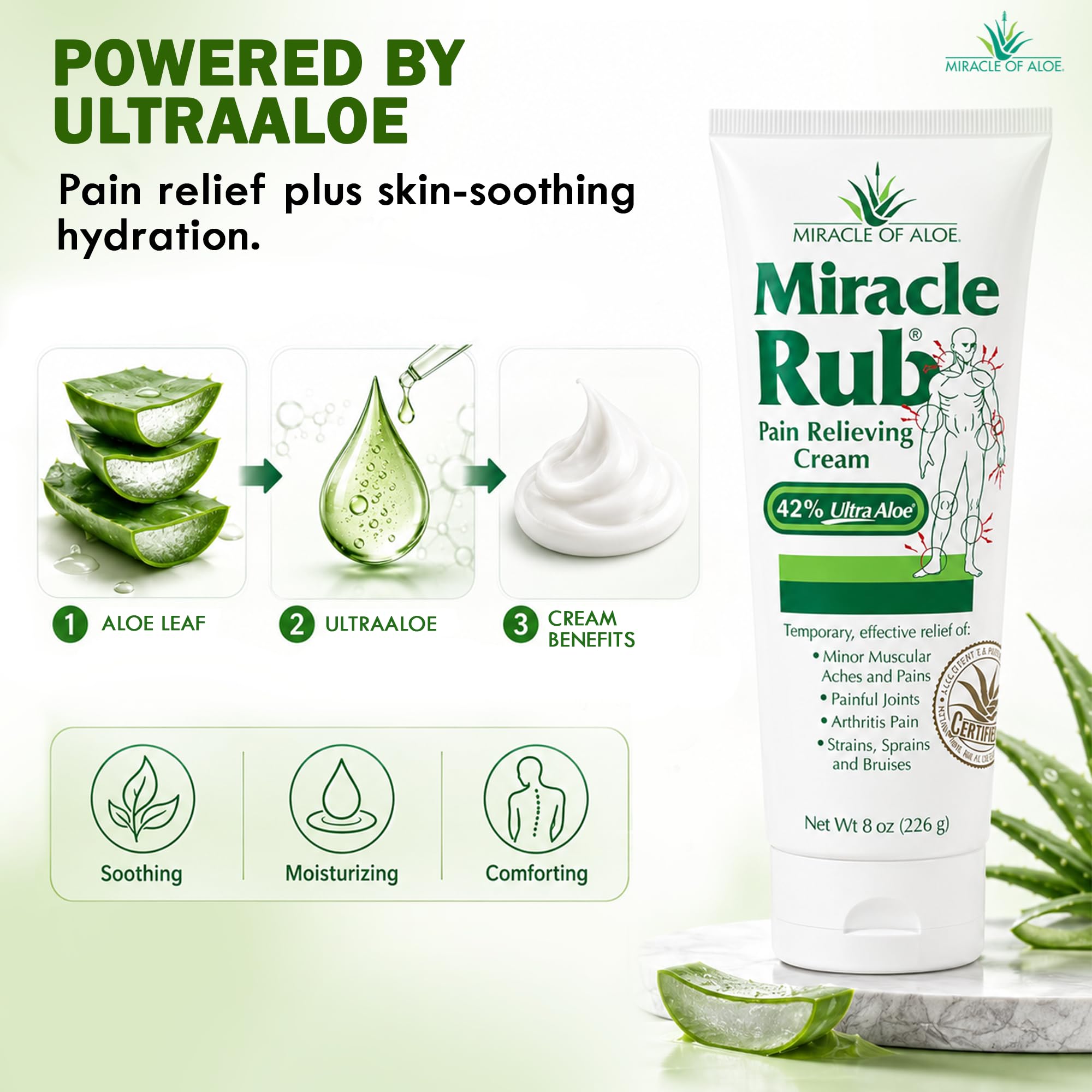 Miracle of Aloe Miracle Rub Pain Relieving Cream 8 Oz, Muscle & Joint Cream — Amazon image 2
