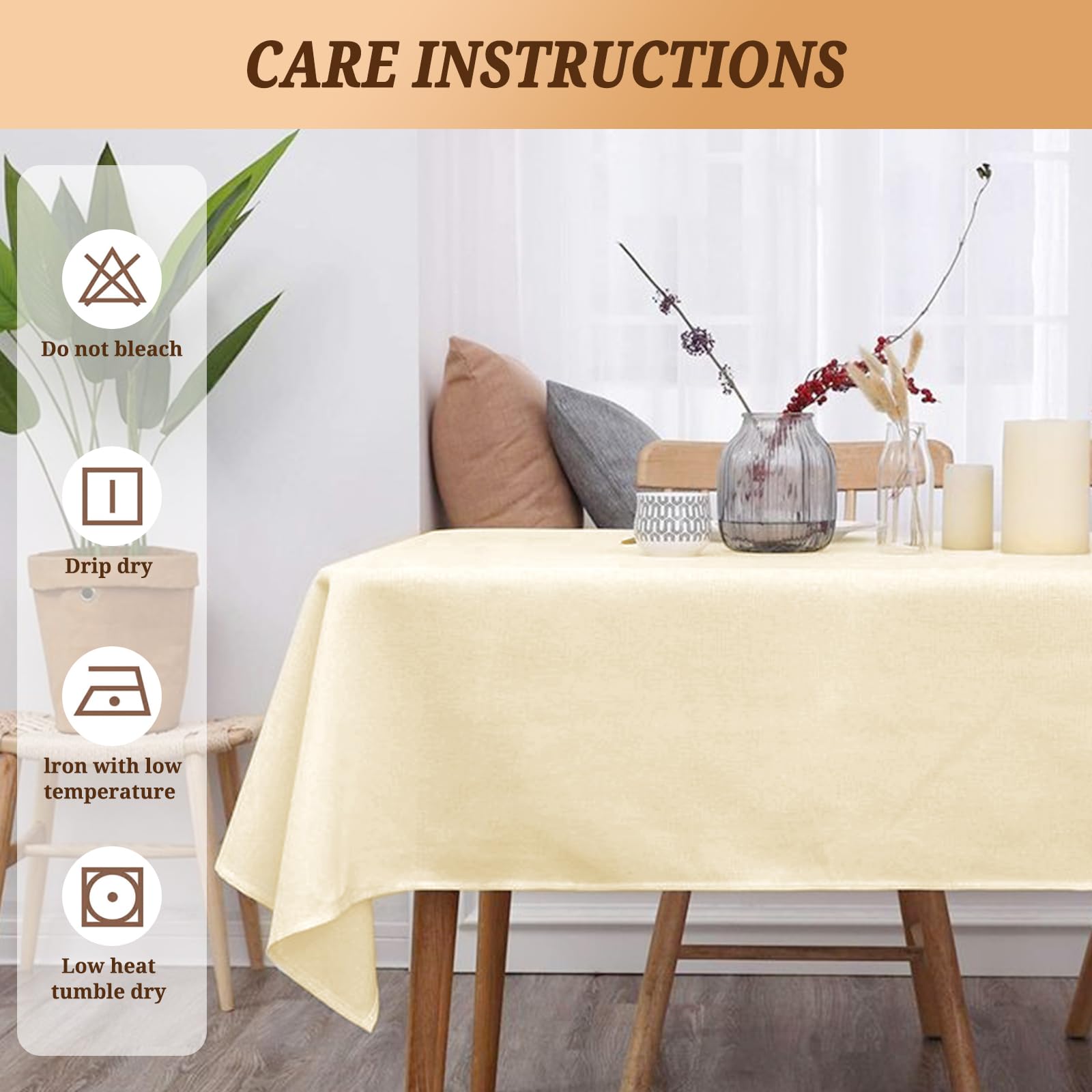 Pesonlook Paquete de 10 manteles de poliéster beige de 60 x 102 pulgadas para mesas rectangulares de 6 pies, mantel lavable para bodas, recepciones, banquetes, fiestas
