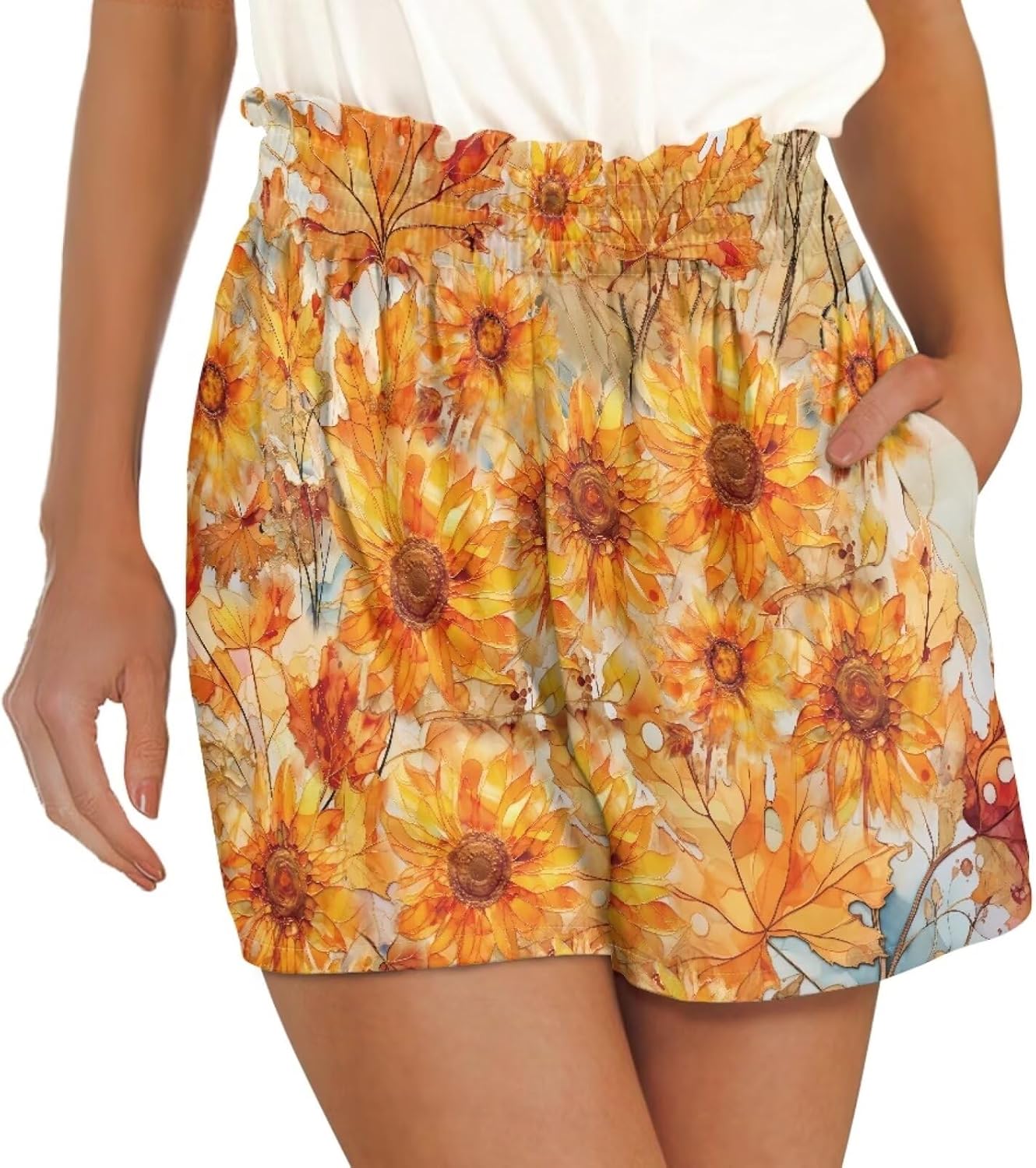 Modysero Shorts for Women Elastic Waisted Loose Sweat Short with Pockets Fashion High Waisted Running Short Summer