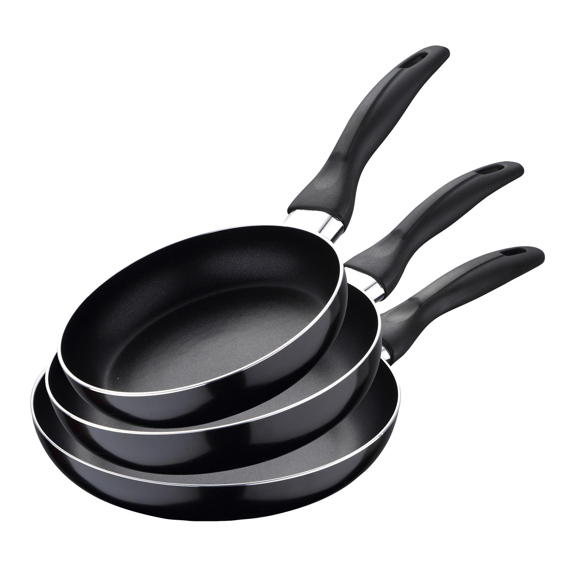San Ignacio Set 3pc sartenes (16,​20,​24cm) Aluminio prensado, Apto para inducción, Navy Black, Multicolor